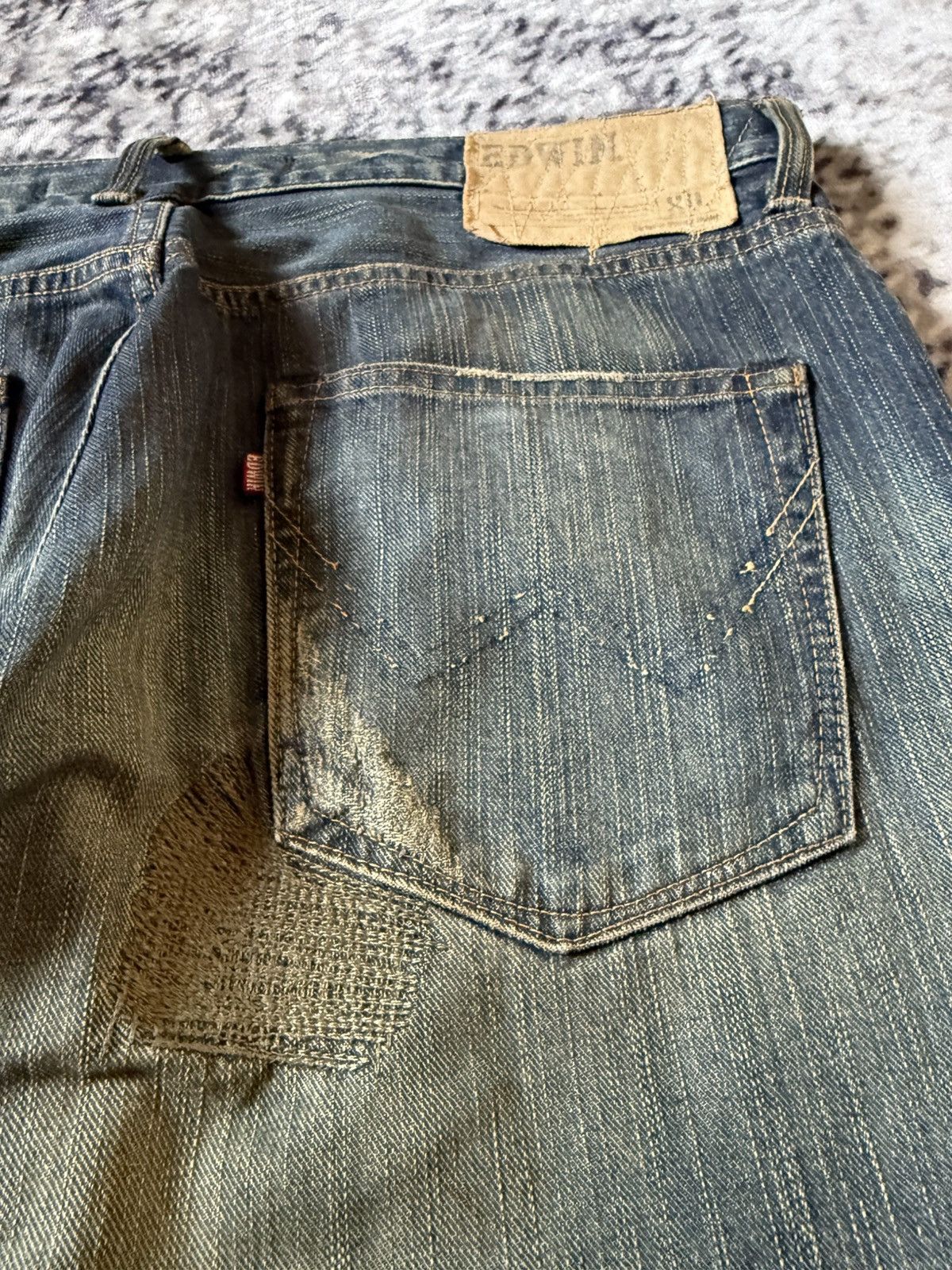 Japanese Brand Vintage Edwin 403xv Stitch Repaired Mud Wash Straight Jeans Size US 34 / EU 50 - 14 Thumbnail