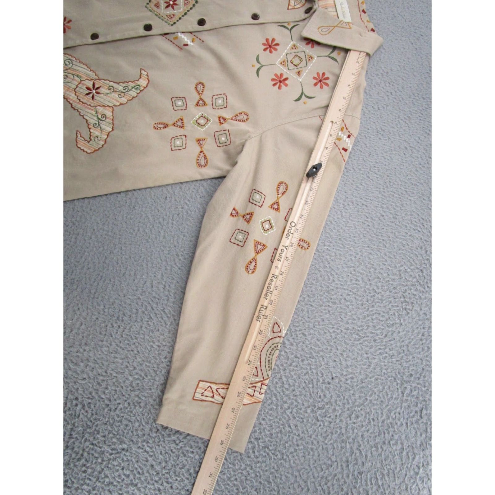 Vintage VINTAGE Studio Works Women’s Embroidered Cotton Beige Jacket L Beige Embroidered Women Jacket Size L / US 10 / IT 46 - 7 Thumbnail