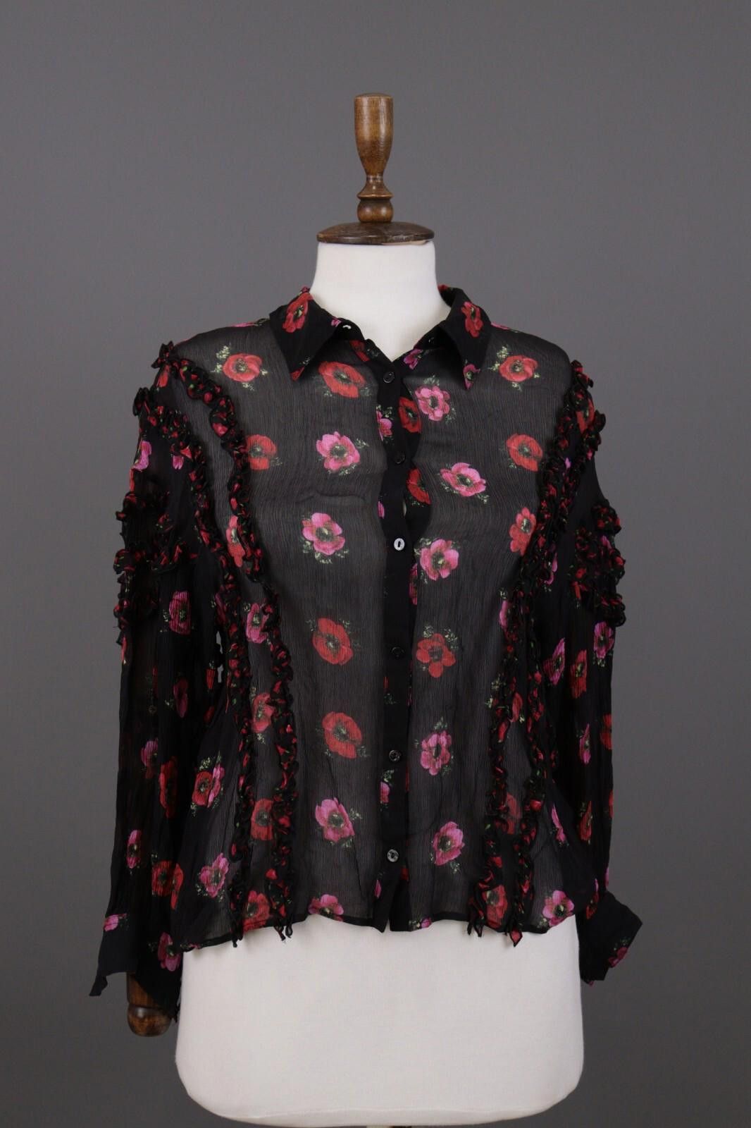 The Kooples The Kooples Paris Black Floral Mesh Shirt Size 1 / S Size M / US 6-8 / IT 42-44 - 1 Thumbnail