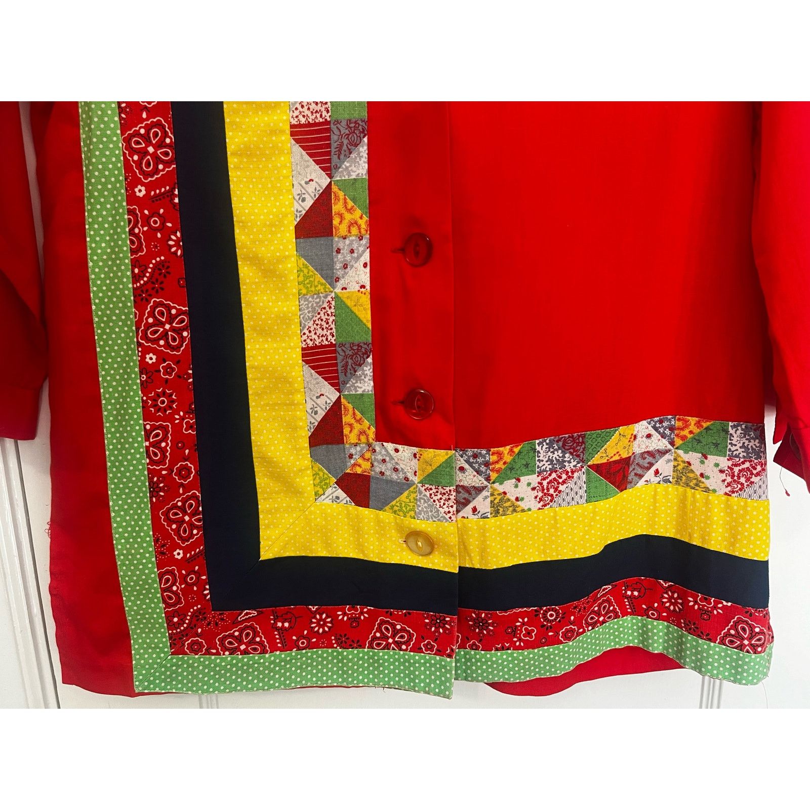Vintage Vintage 60s Pointmakers Red Yellow Patch Blouse Small Medium Size M / US 6-8 / IT 42-44 - 4 Thumbnail