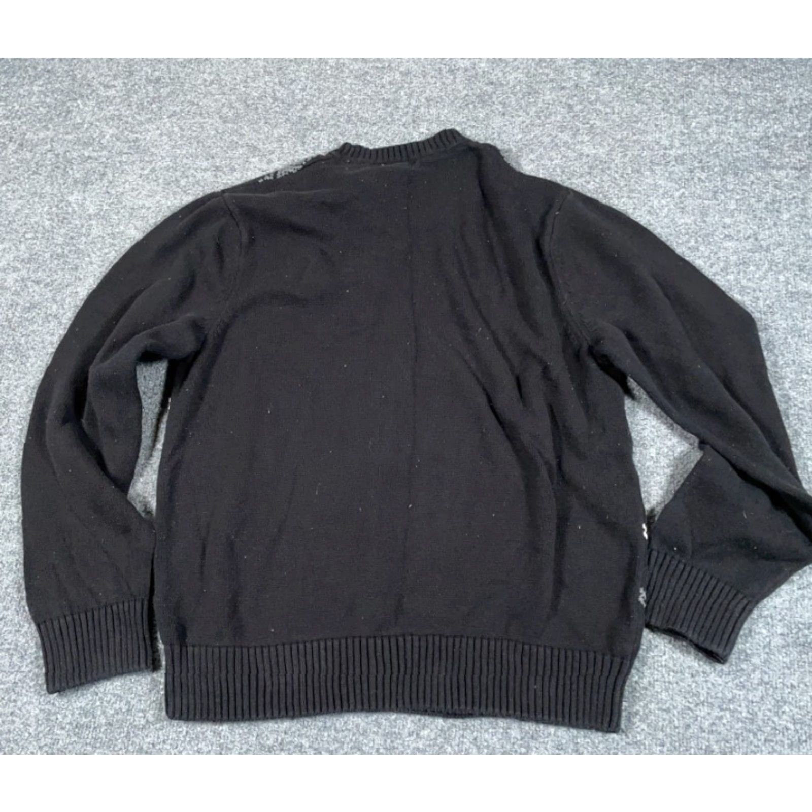Dockers Retro Dad Style Geometric Pattern Sweater Adult Large Black Gray Chunky Knit Size US L / EU 52-54 / 3 - 6 Thumbnail