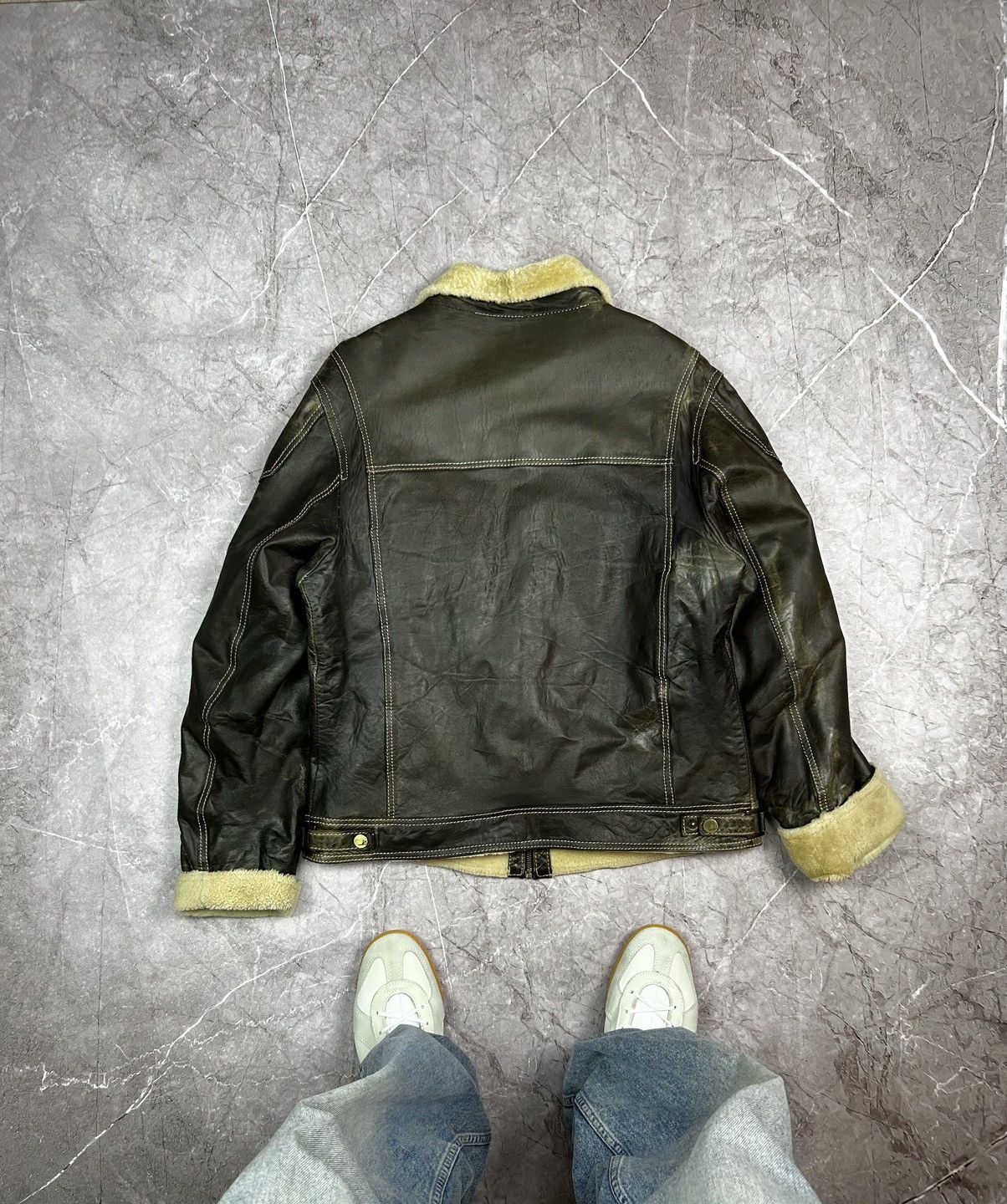 Vintage Leather Jacket faded crazy y2k Size US M / EU 48-50 / 2 - 22 Thumbnail