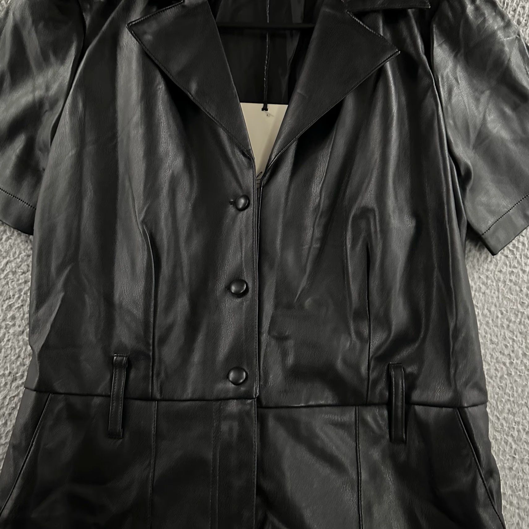 Vintage Elan Womens Romper Black Size S Vegan Leather Polyurethane Polyester One-Piece Womens Small Black Romper Size 28" / US 6 / IT 42 - 3 Thumbnail