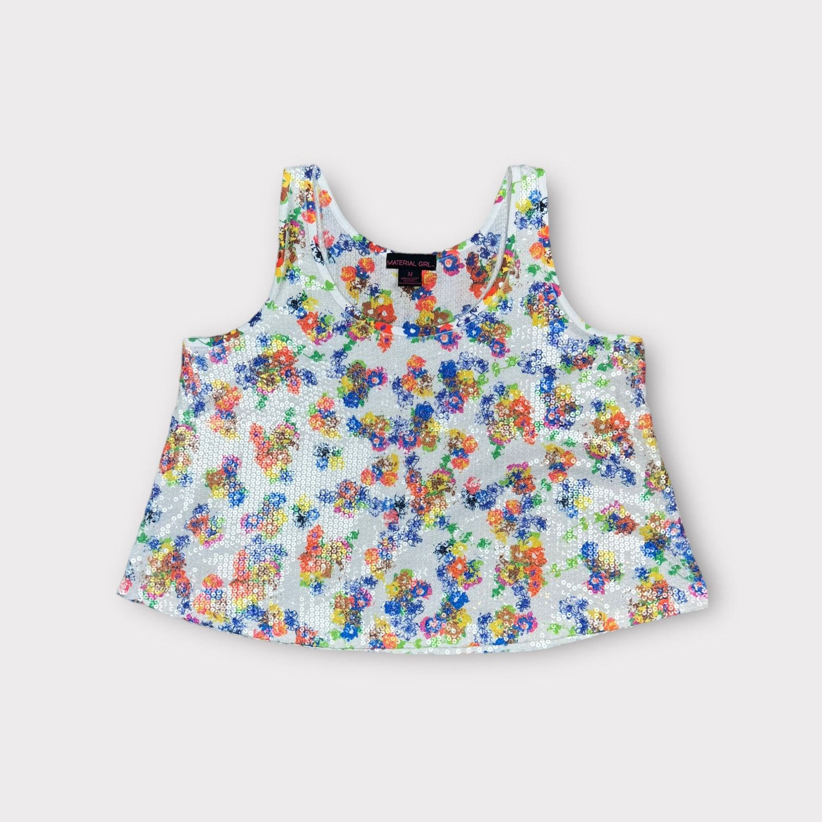 Vintage Material Girl | Vintage Y2K Floral Sequin Tank Top | Medium Size M / US 6-8 / IT 42-44 - 1 Thumbnail