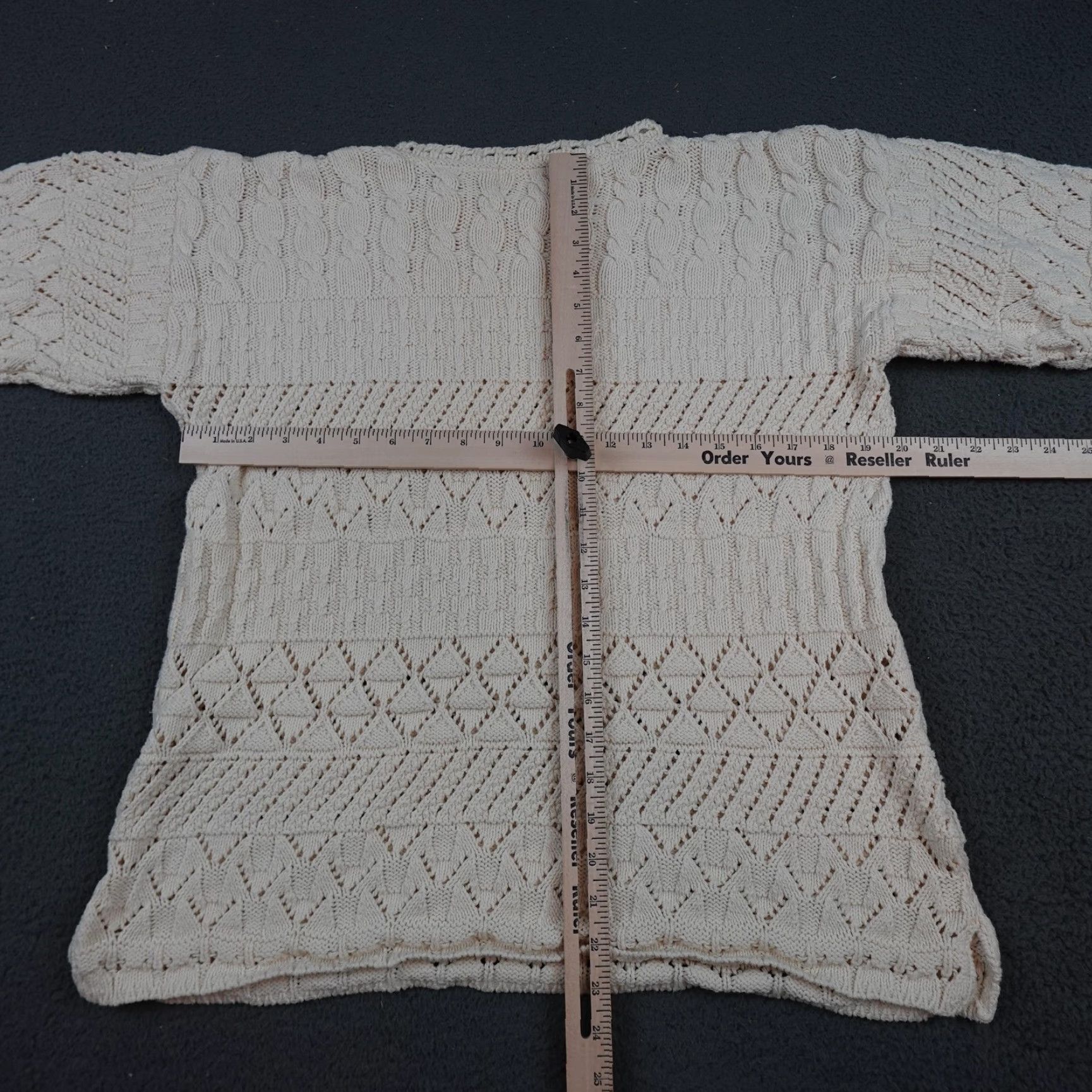 Vintage VINTAGE L.L. Bean Sweater Womens Medium White Cotton Open Cable Knit Crewneck Size M / US 6-8 / IT 42-44 - 7 Thumbnail
