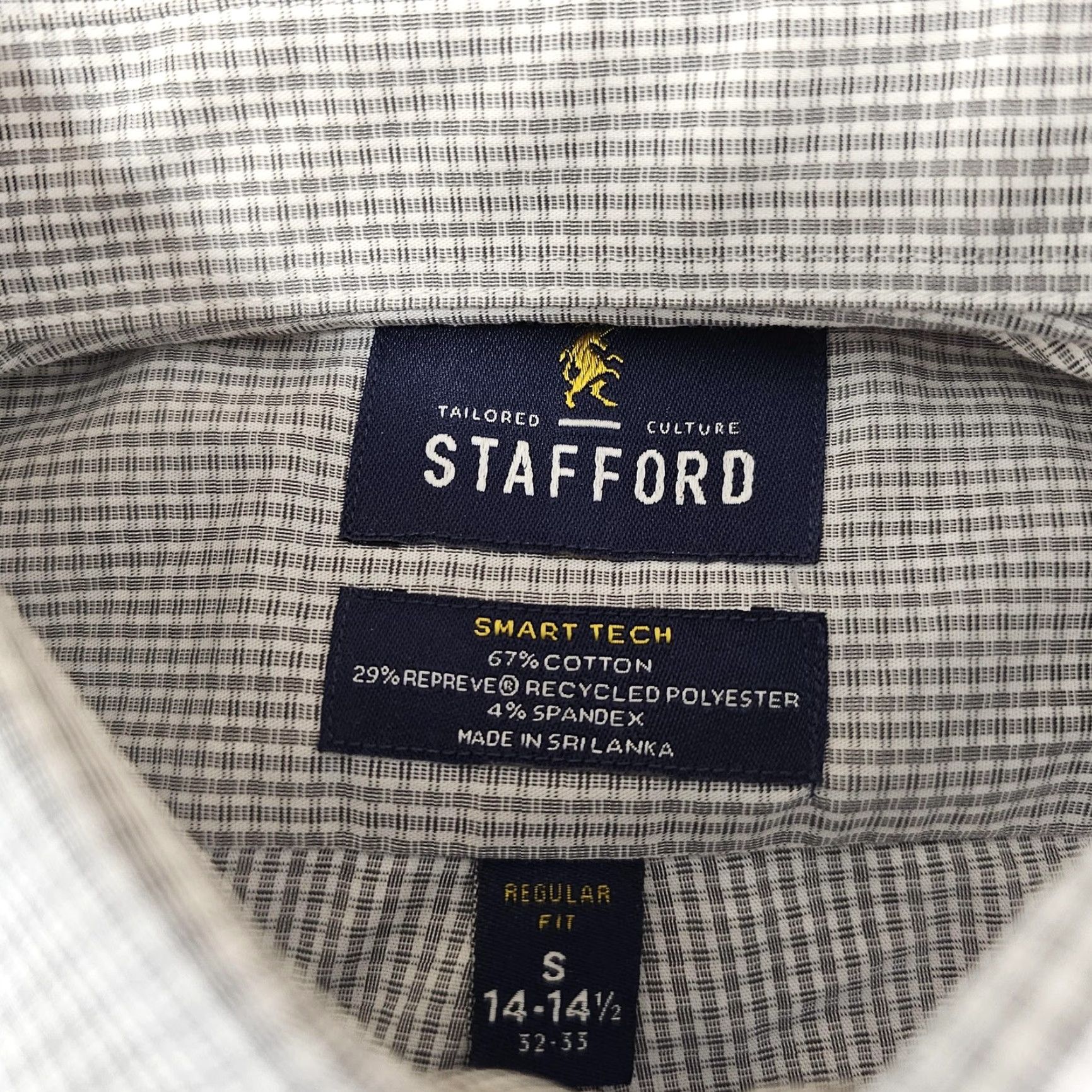 Stafford Stafford Shirt Mens Small Gray Check Button Down Long Sleeve Regular Size US S / EU 44-46 / 1 - 3 Thumbnail
