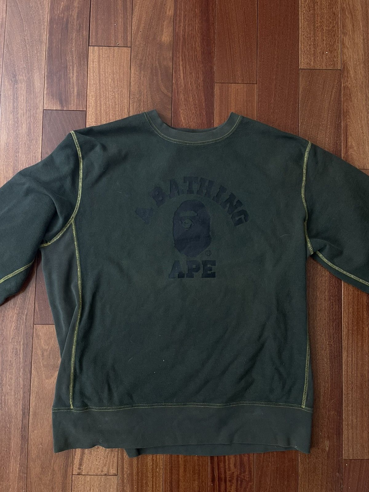 image of Bape College Crewneck in Green, Men's (Size 2XL)