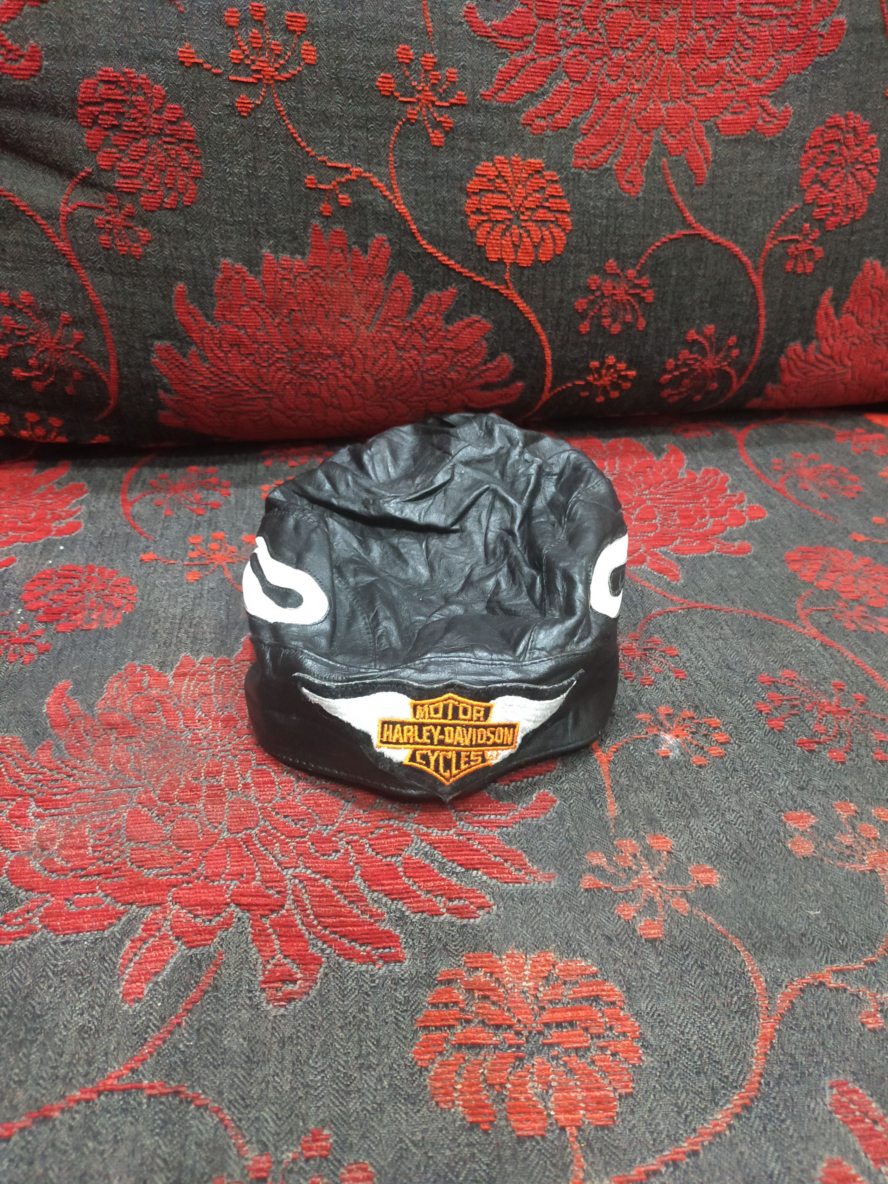 Harley Davidson Skull Cap Doo Rag Smooth Leather