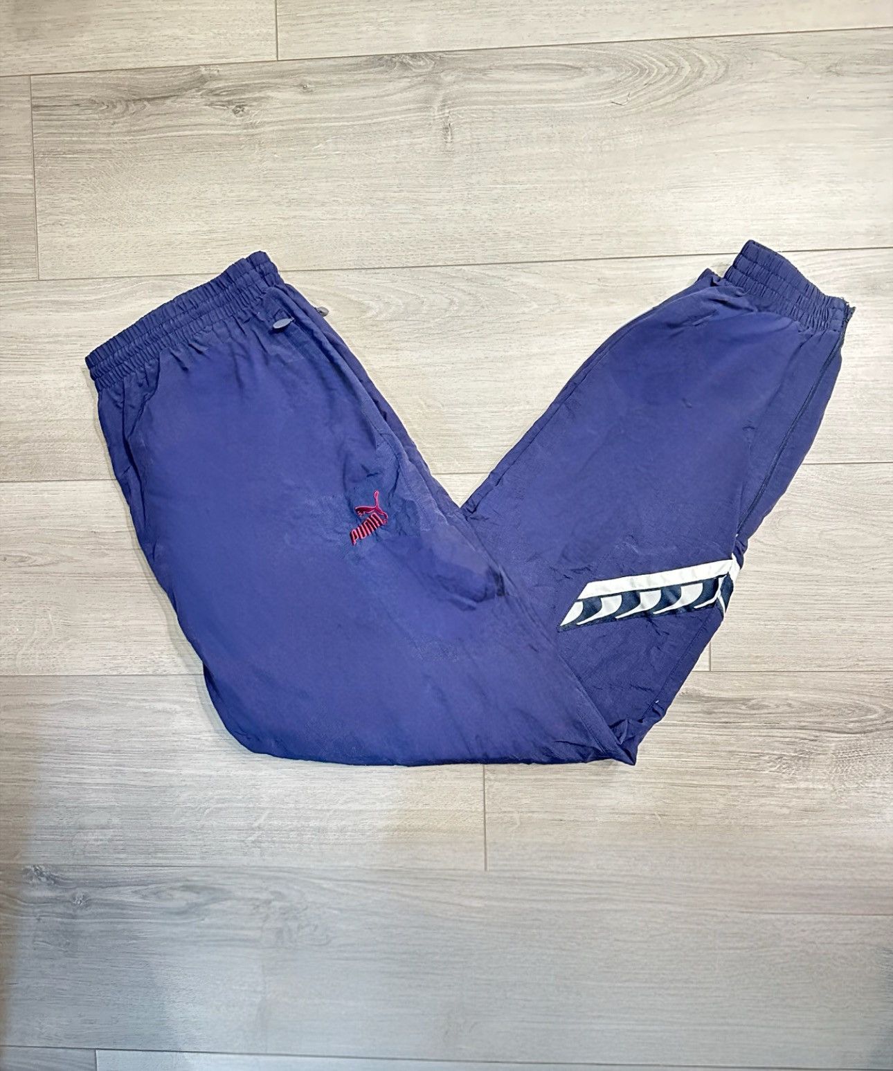 Puma 90s Puma Embroidered Navy Blue/Purple Cuffed Track Pants Size US 38 / EU 54 - 1 Thumbnail