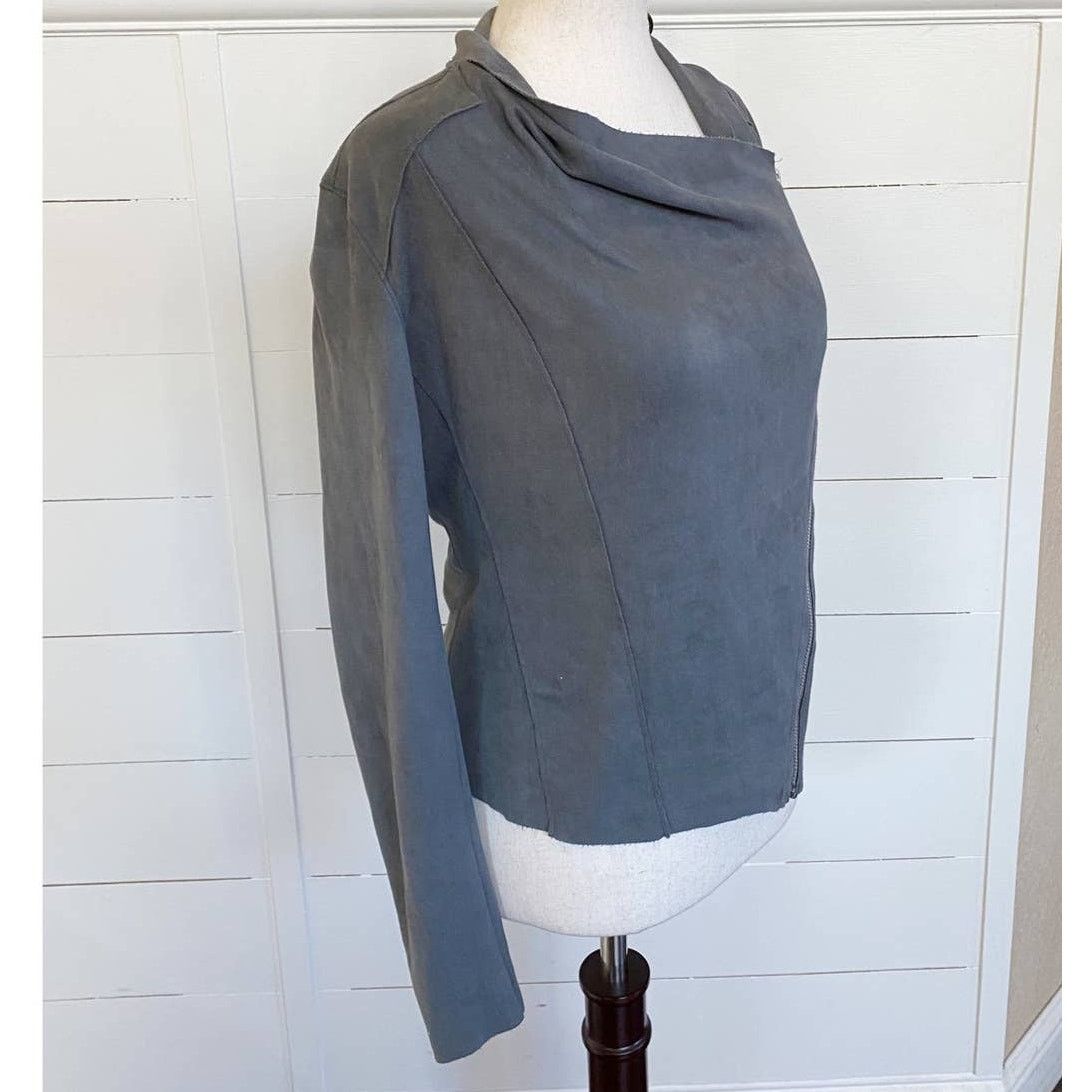 BLANKNYC BLANKNYC Drape Front Suede Asymmetrical Zip Jacket in Grey Size XS / US 0-2 / IT 36-38 - 7 Thumbnail