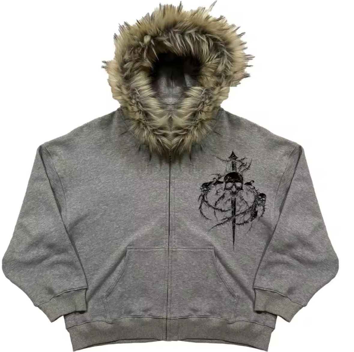Other Fashion Punk Y2K Goth Grunge Skull Flurry Hat Fur Hoodies Size US L / EU 52-54 / 3 - 1 Thumbnail