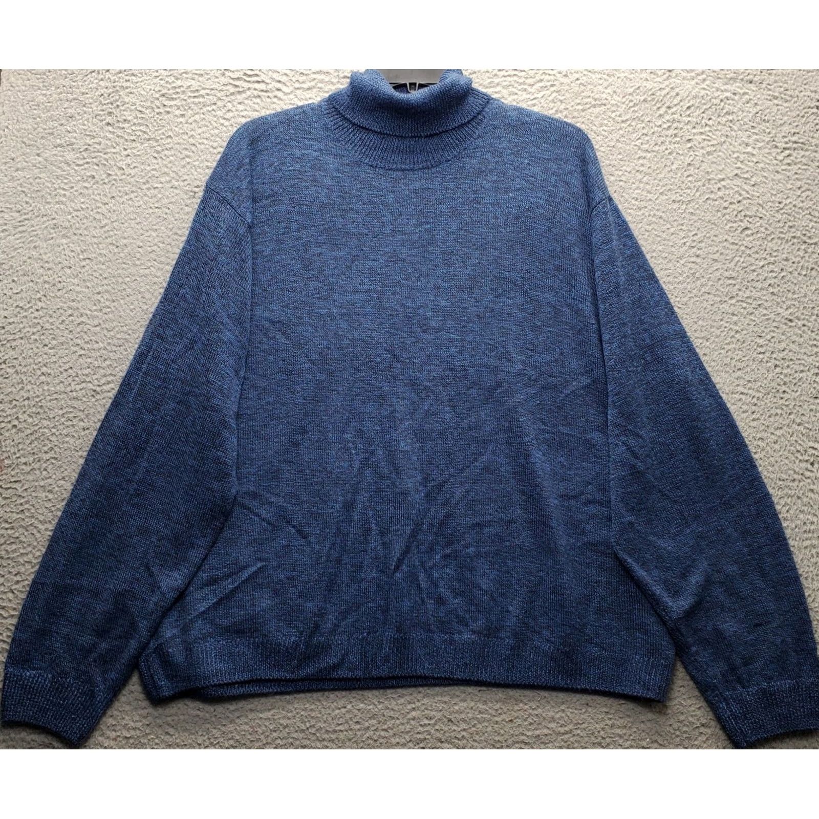 Blair John Blair Mens Sweater 3XL Blue Oversized Tight Knit Raglan Sleeve Turtleneck Size 3XL Mens Blue Knit Pullover Winter Clothing Size US XXL / EU 58 / 5 - 2 Thumbnail
