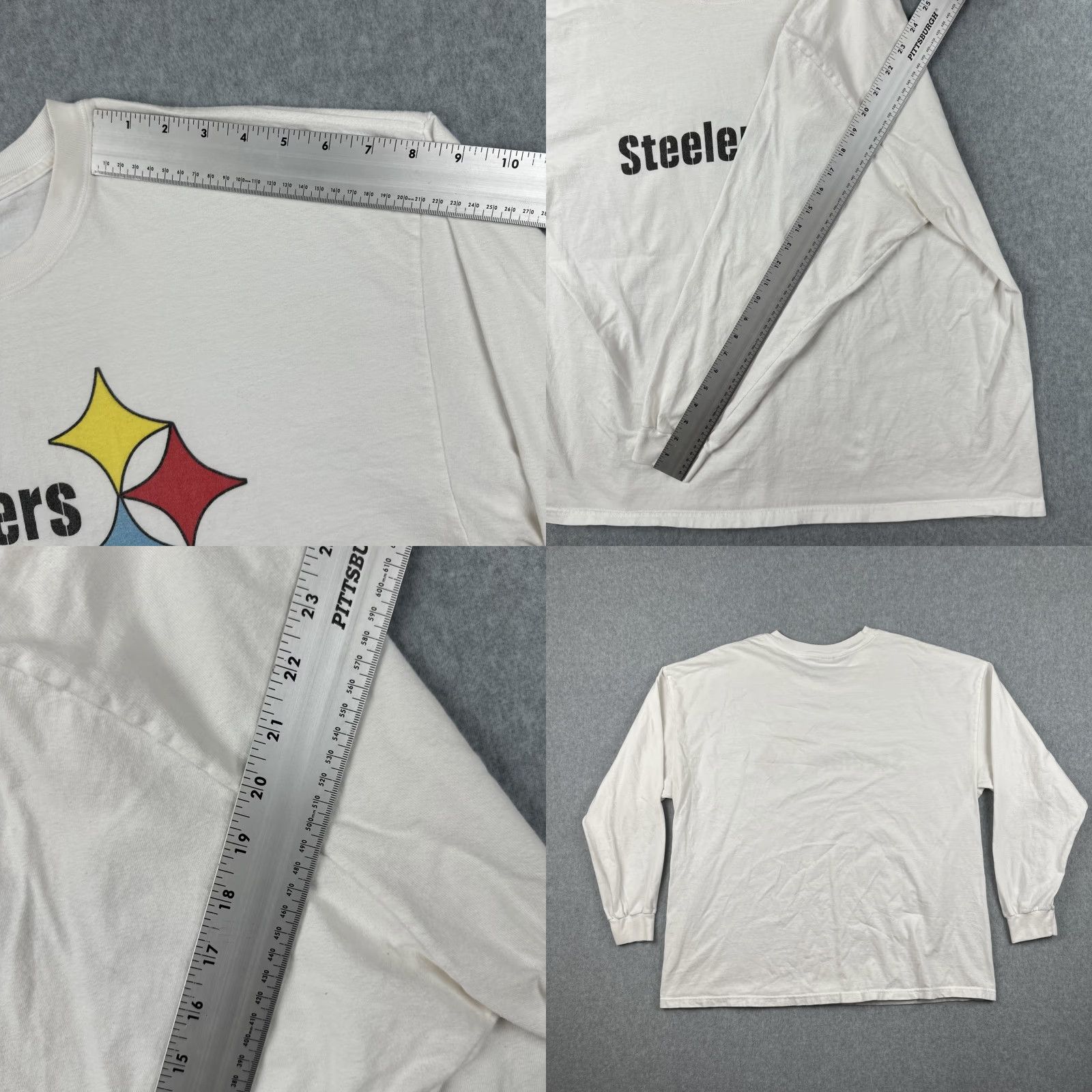 Hanes VINTAGE Hanes Beefy-T T-Shirt XXL White Long Sleeve NFL Pittsburgh Steelers Men 2XL Crew Neck Graphic Print Sports Shirts Size US XXL / EU 58 / 5 - 9 Thumbnail