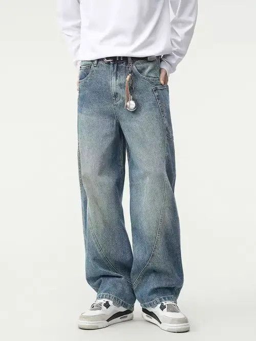 VIBE Vintage street spliced washed and worn loose jeans Size US 36 / EU 52 - 6 Thumbnail