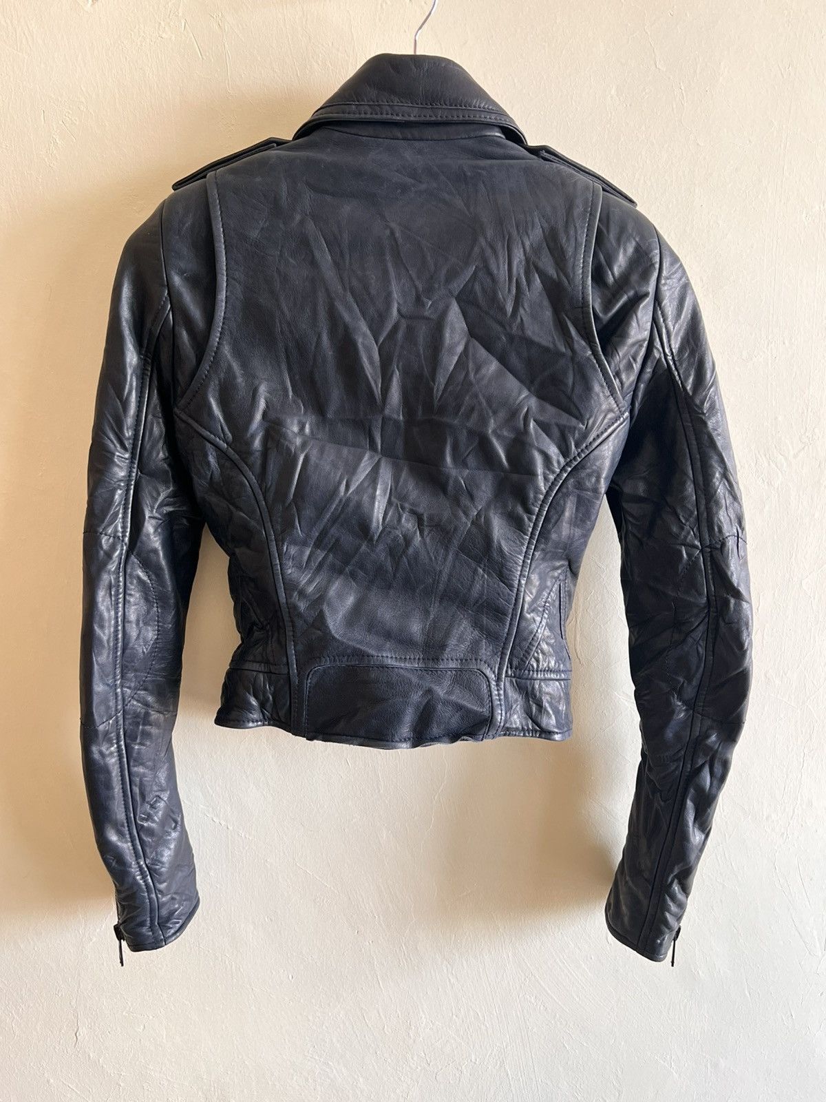Balenciaga BALENCIAGA NAVY_BLUE MOTO LEATHER JACKET Size XXS / US 00 / IT 34 - 4 Thumbnail