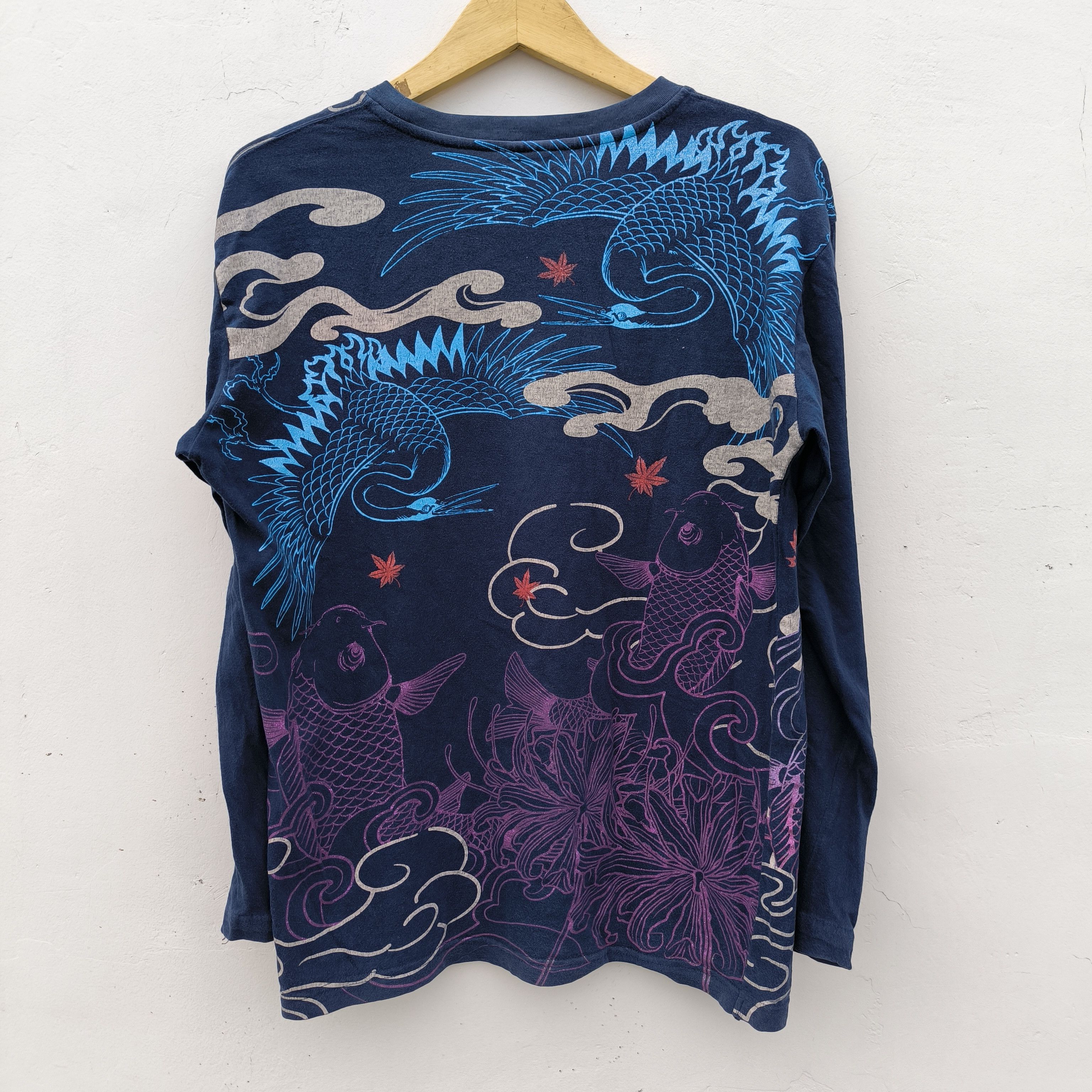 Japanese Brand Vtg japanese long slevee Sukajan koi & stork desaign Size US S / EU 44-46 / 1 - 1 Thumbnail
