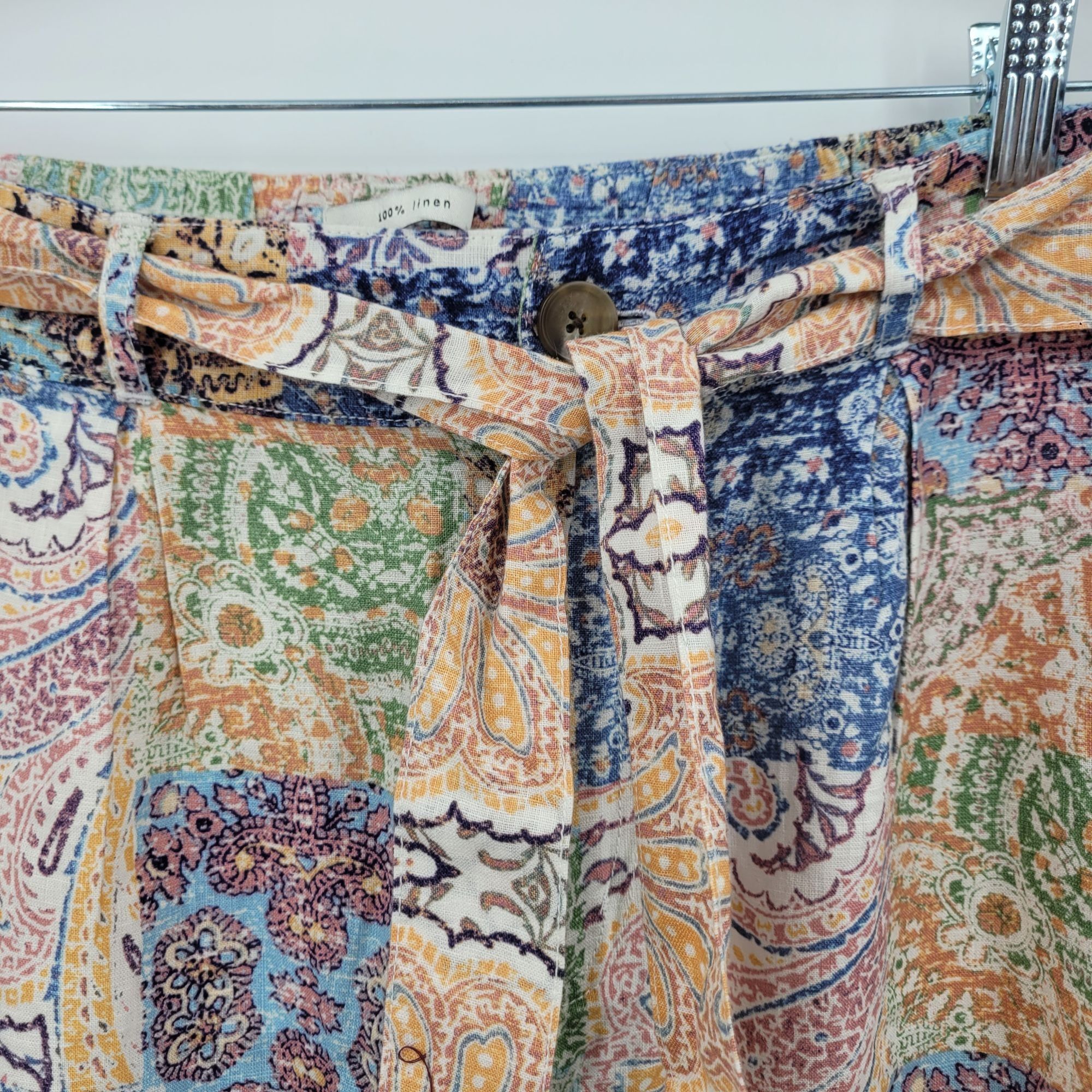 Rachel Zoe Rachel Zoe Womens Linen Multicolor Paisley Patchwork Wide-Le Size 30" / US 8 / IT 44 - 7 Thumbnail