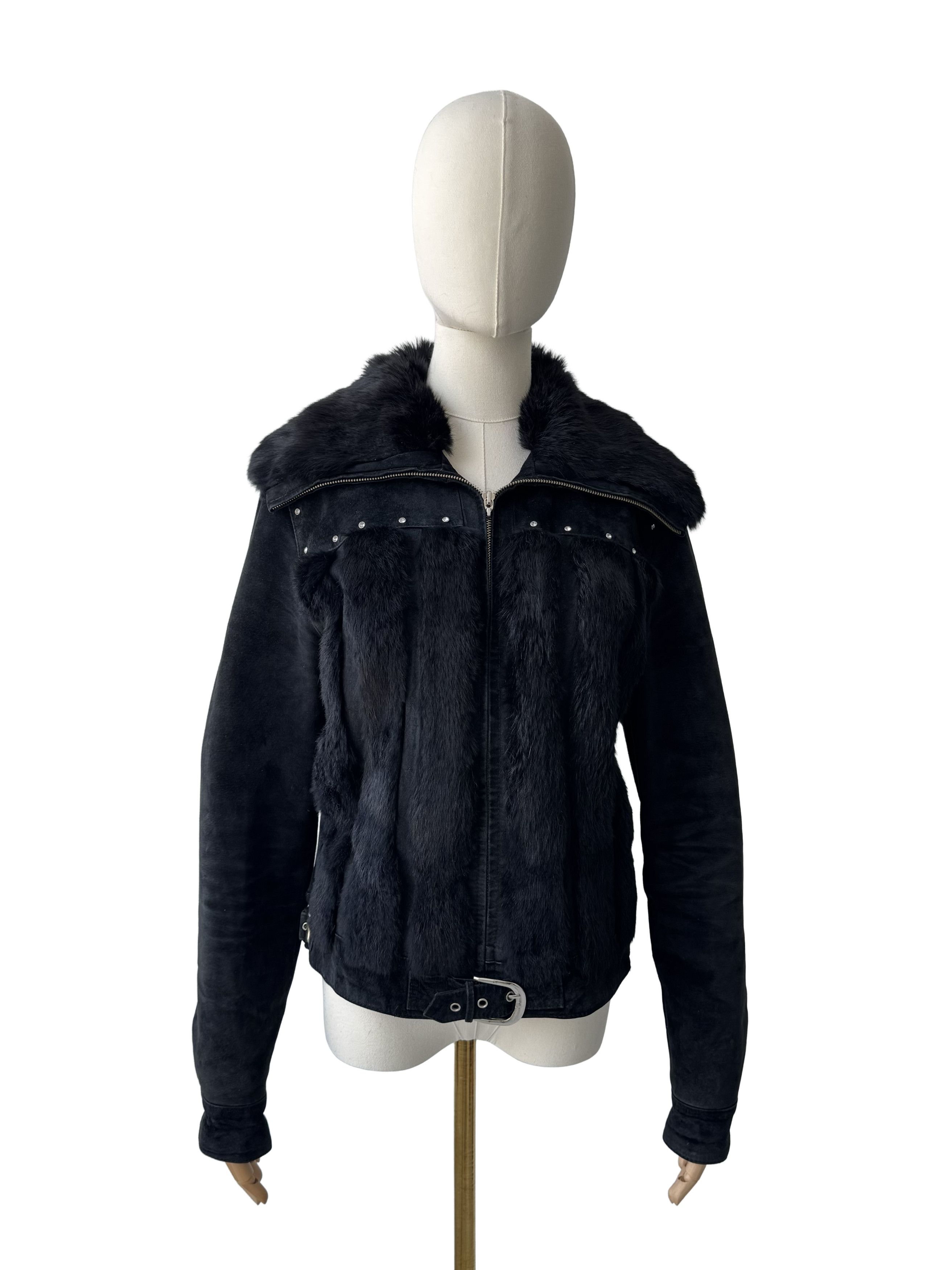 Vintage Vintage Cropped Leather Jacket With Real Fur Details Size M / US 6-8 / IT 42-44 - 2 Thumbnail
