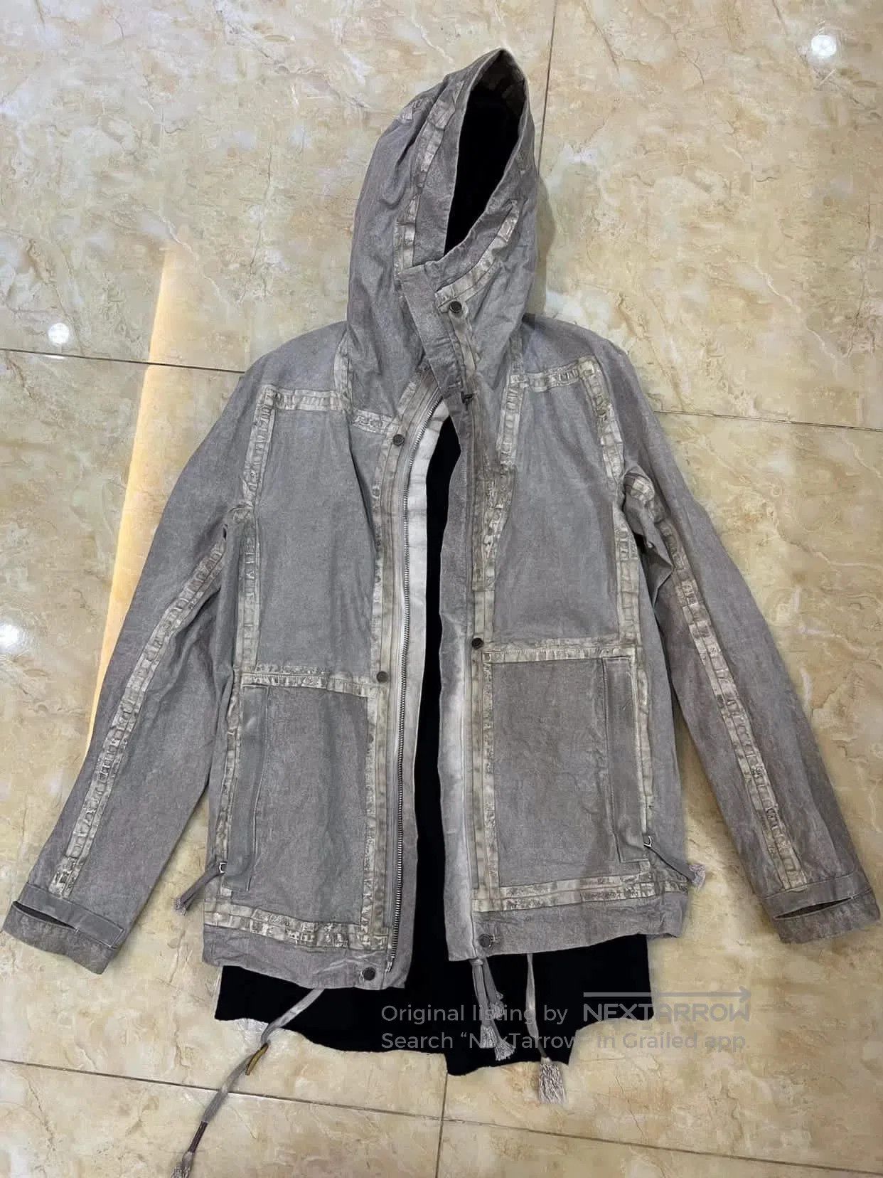 Boris Bidjan Saberi Gray Hooded Button-Front Jacket. Size US S / EU 44-46 / 1 - 3 Thumbnail