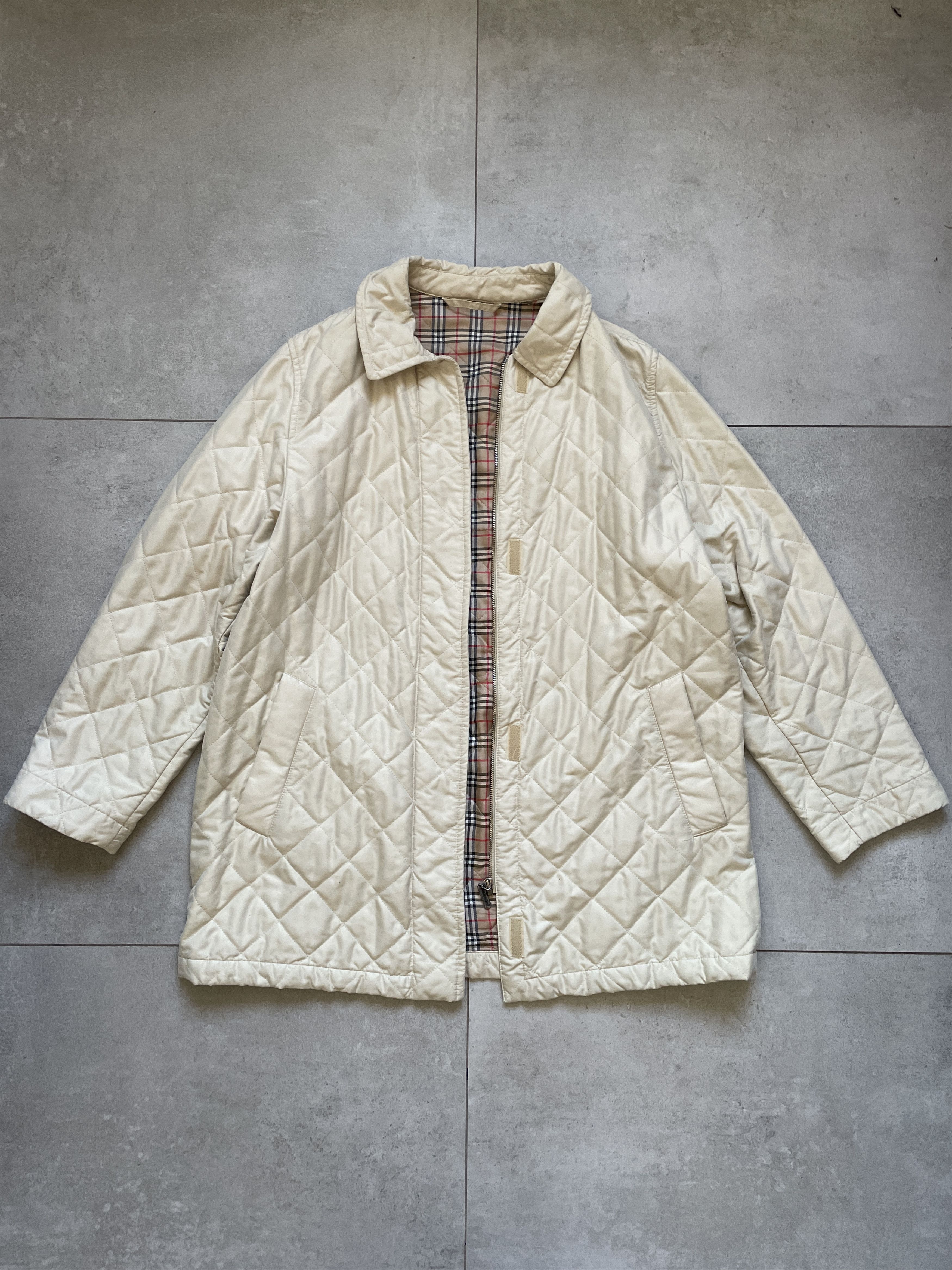 Burberry VINTAGE 90S BURBERRYS OLD MONEY BEIGE QUILTED COAT JACKET Size L / US 10 / IT 46 - 2 Thumbnail