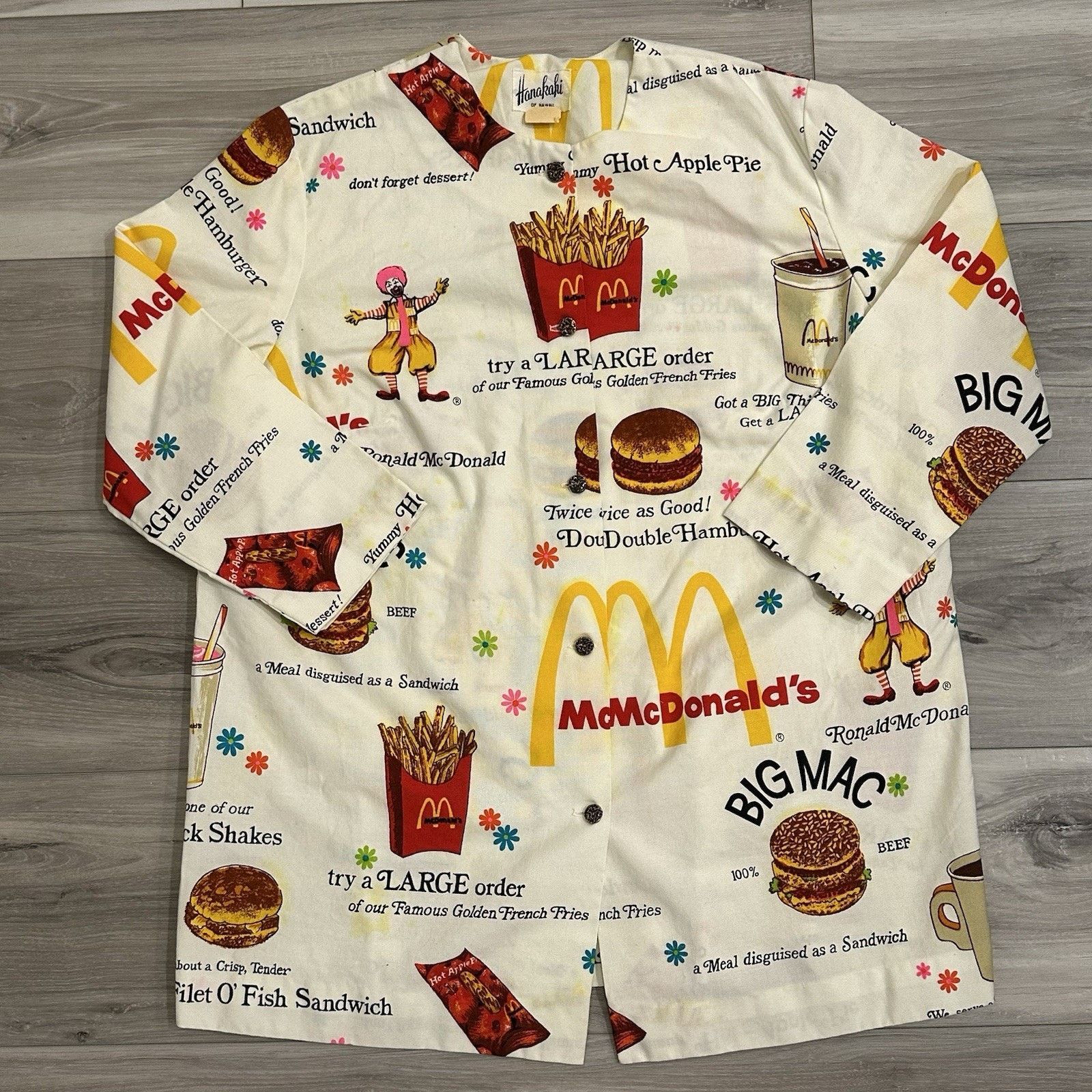 VTG 70’s Ronald McDonald's AOP Worker’s Smock Shirt Rare