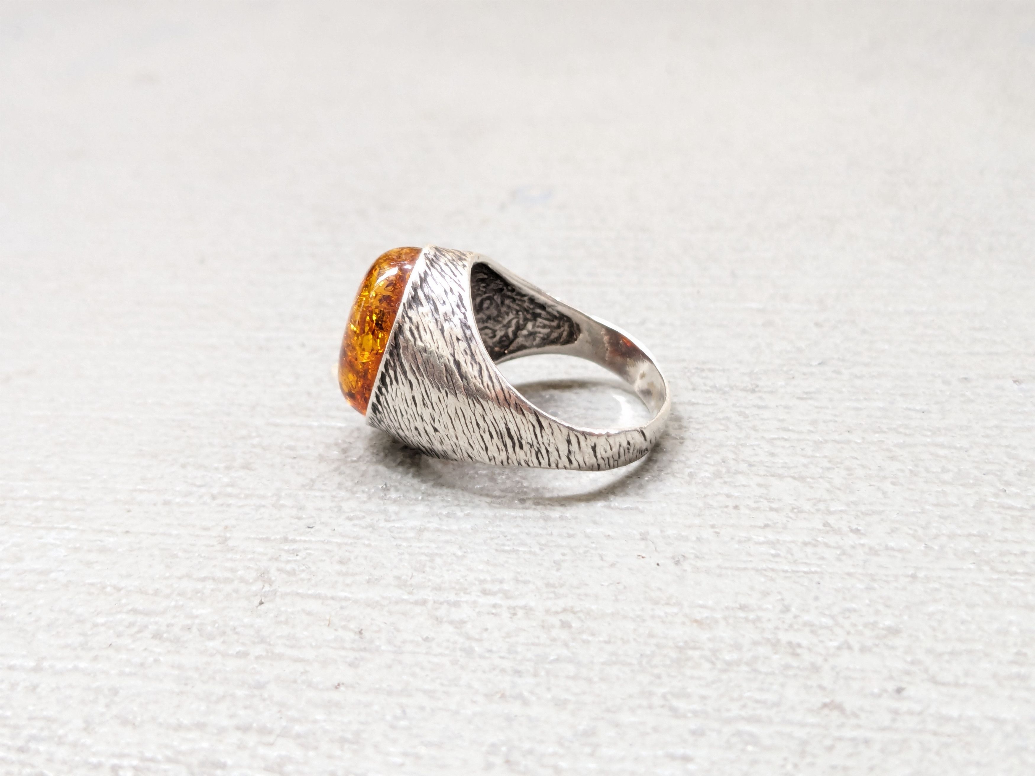Other Vintage Sterling Silver Ring Amber Size 8.5 Minimalist Oval Size ONE SIZE - 3 Thumbnail