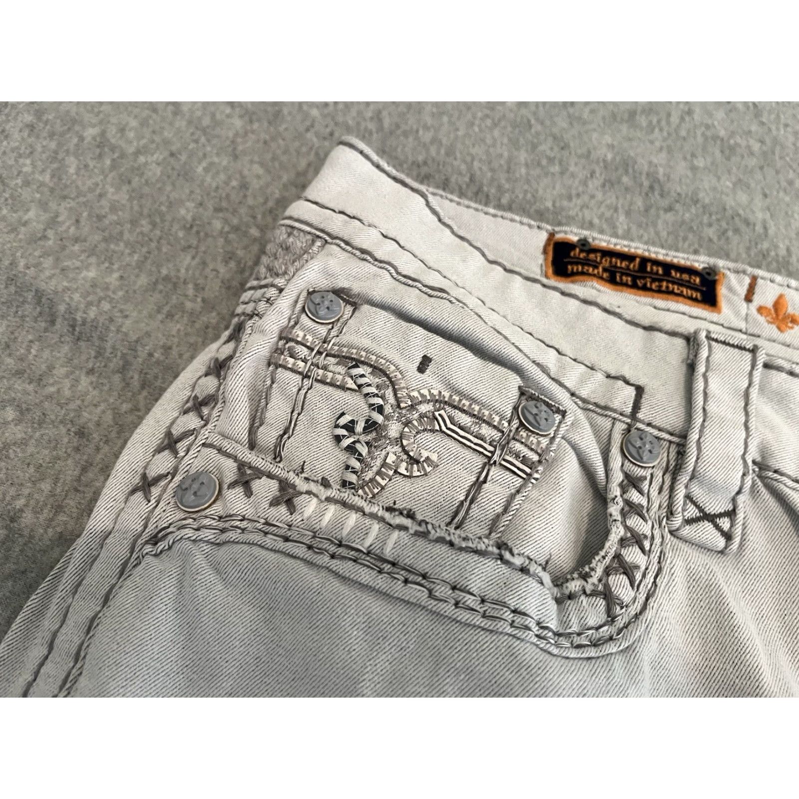 Vintage Rock Revival Denim Jean Shorts Mens 44 NWT Gray Biker Cotton Blend Denim NWT Mens Rock Revival Jeans Shorts 44 Size US 44 / EU 60 - 4 Thumbnail