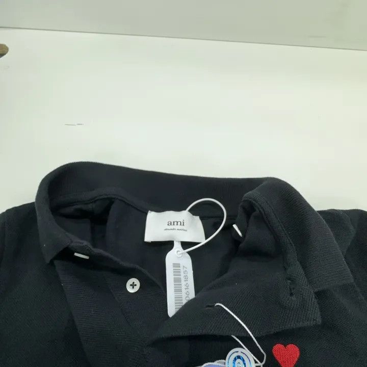 AMI AMI Love Logo Plain Black Polo Shirt -2507 Size US S / EU 44-46 / 1 - 7 Thumbnail