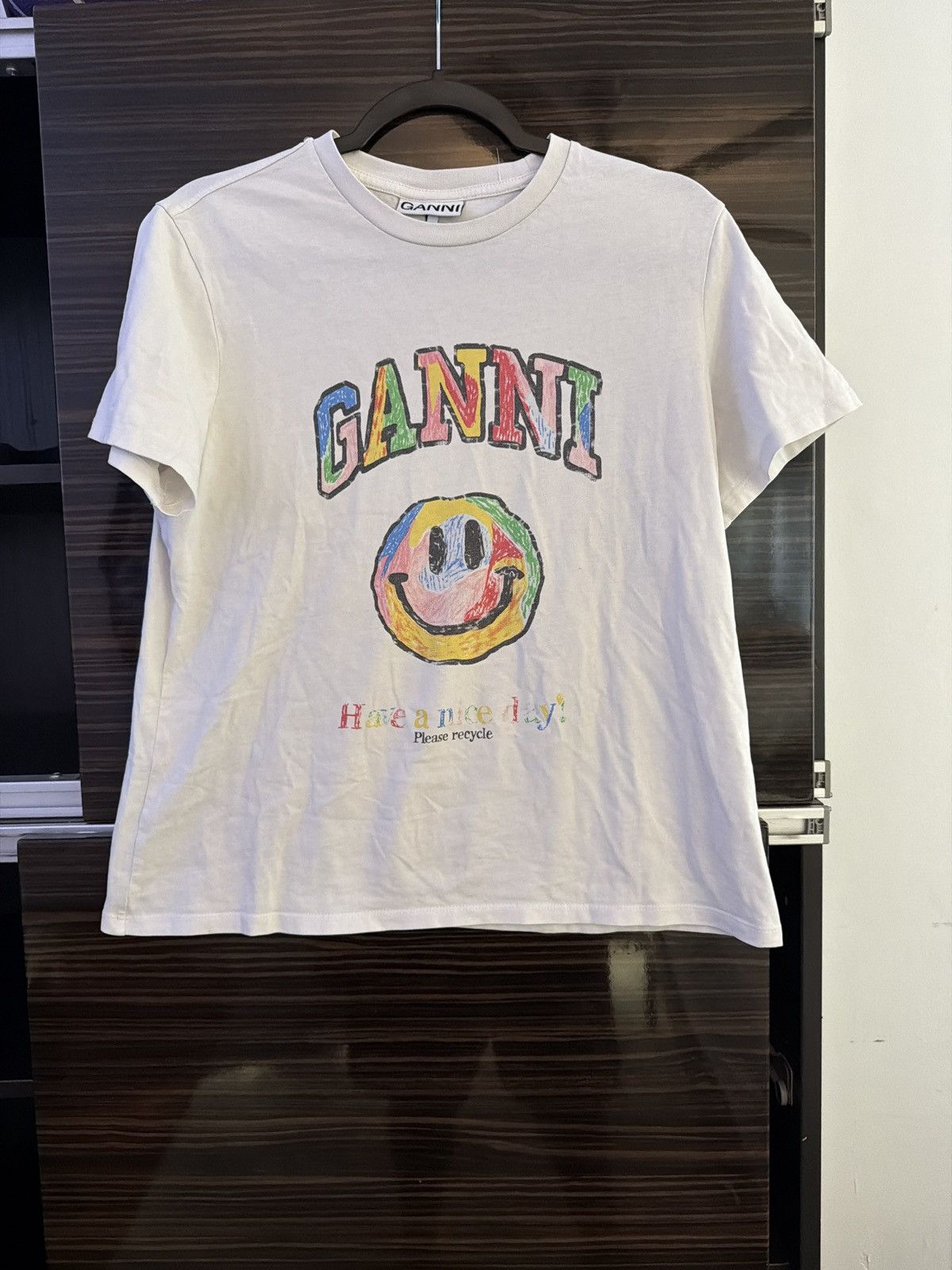 Ganni GANNI Organic‑Cotton Smiley Tee (multicolour) Size M / US 6-8 / IT 42-44 - 1 Thumbnail