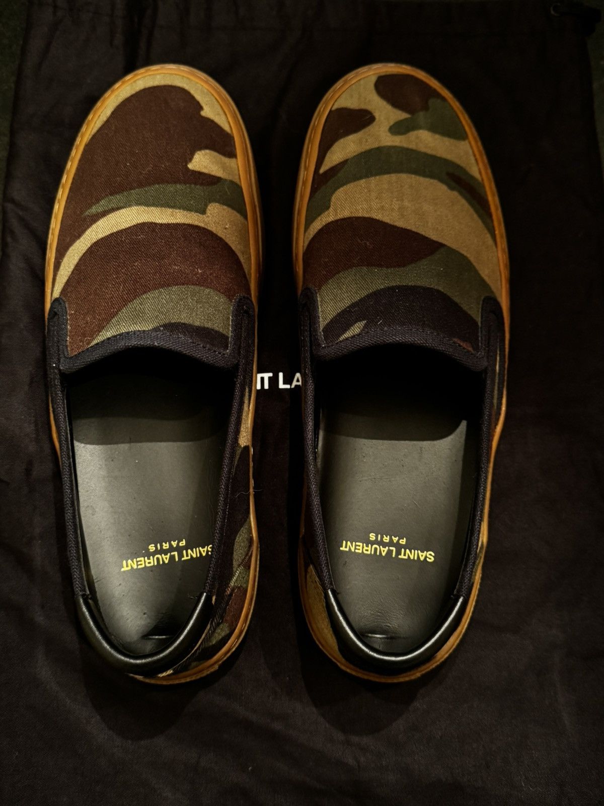 Saint Laurent Paris Men’s Saint Laurent Paris Camo Slip-ons Size US 8 / EU 41 - 12 Thumbnail