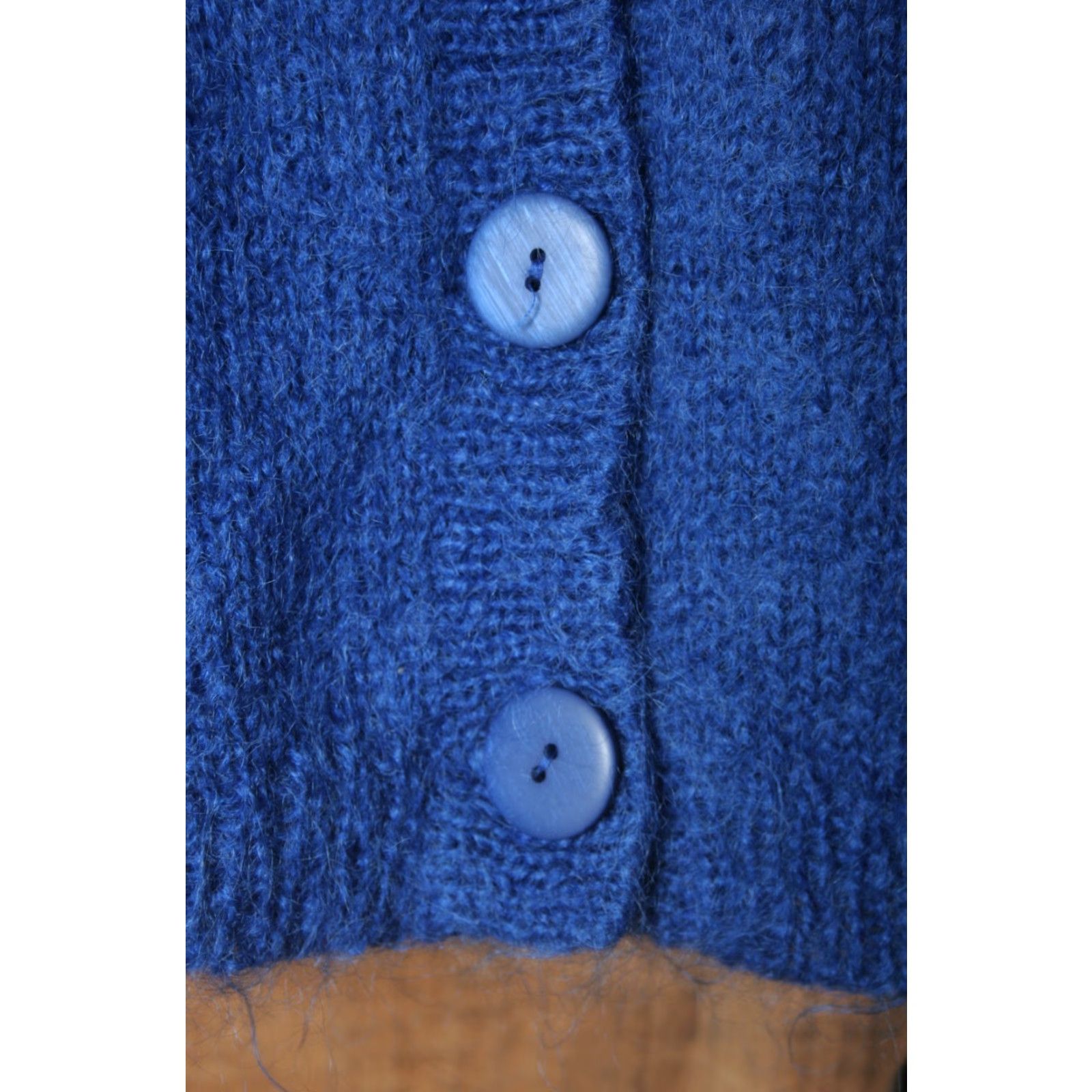 Vintage AUGUST SILK KNITS Catherine Lover Blue Mohair Blend 3/4 Sleeve Cardigan Sz. S Womens Knit Cardigan Blue Mohair Size S / US 4 / IT 40 - 4 Thumbnail