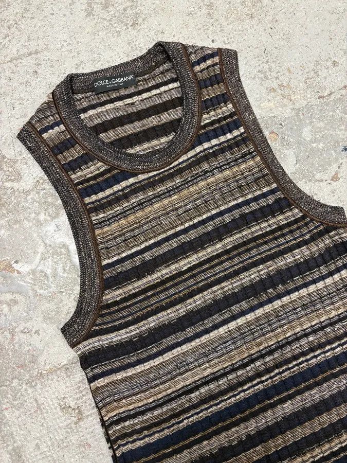 Designer × Dolce & Gabbana × Vintage 2000s Dolce & Gabbana Grey Wool Striped Dress Size S / US 4 / IT 40 - 3 Thumbnail