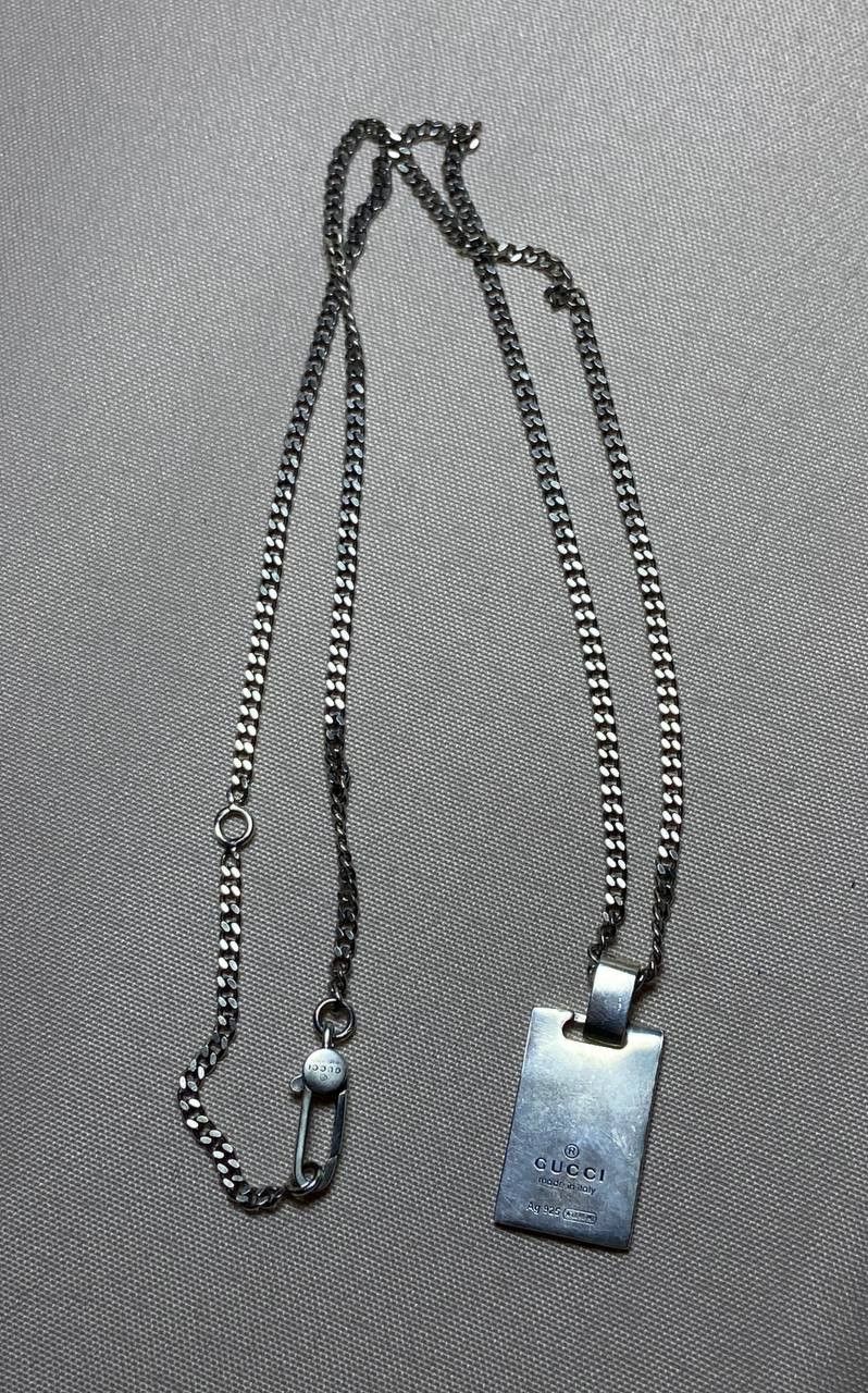 Gucci Gucci Silver Ghost Tag Pendant Necklace Silver Size ONE SIZE - 2 Thumbnail