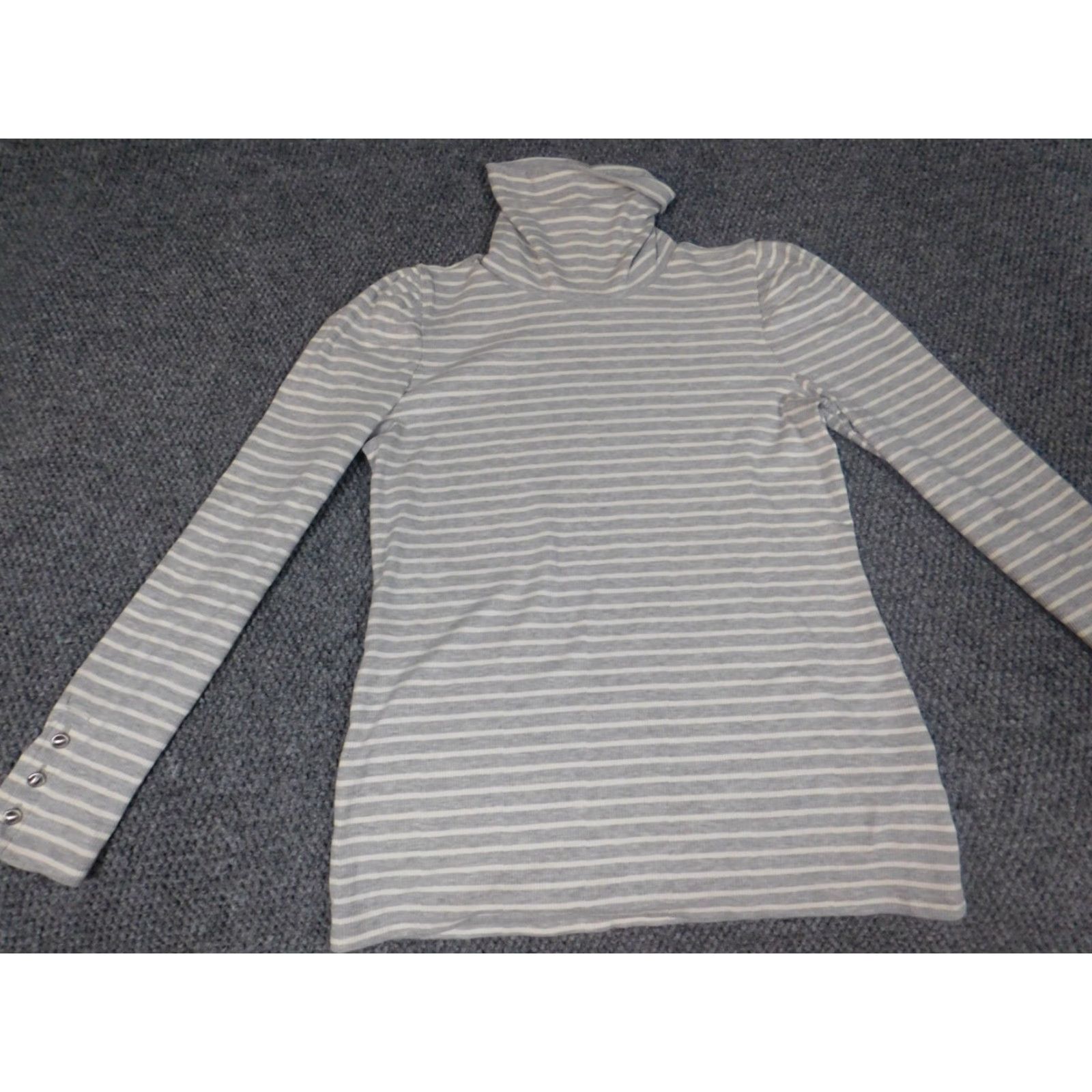 Talbots Talbots Womens Sweater Small Gray Pullover Turtleneck Stretch Knit Ruffle Regular Size S Size S / US 4 / IT 40 - 3 Thumbnail