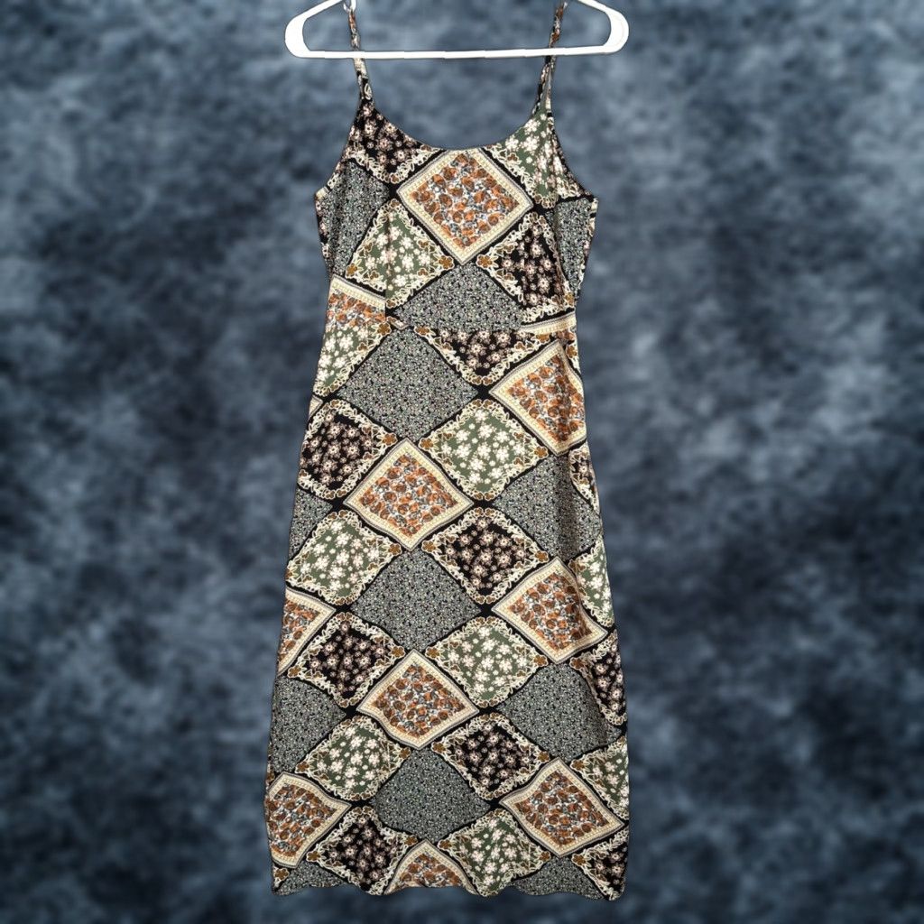 Cider Cider Womens Small Patchwork Midi Dress Spaghetti Straps Size S / US 4 / IT 40 - 1 Thumbnail
