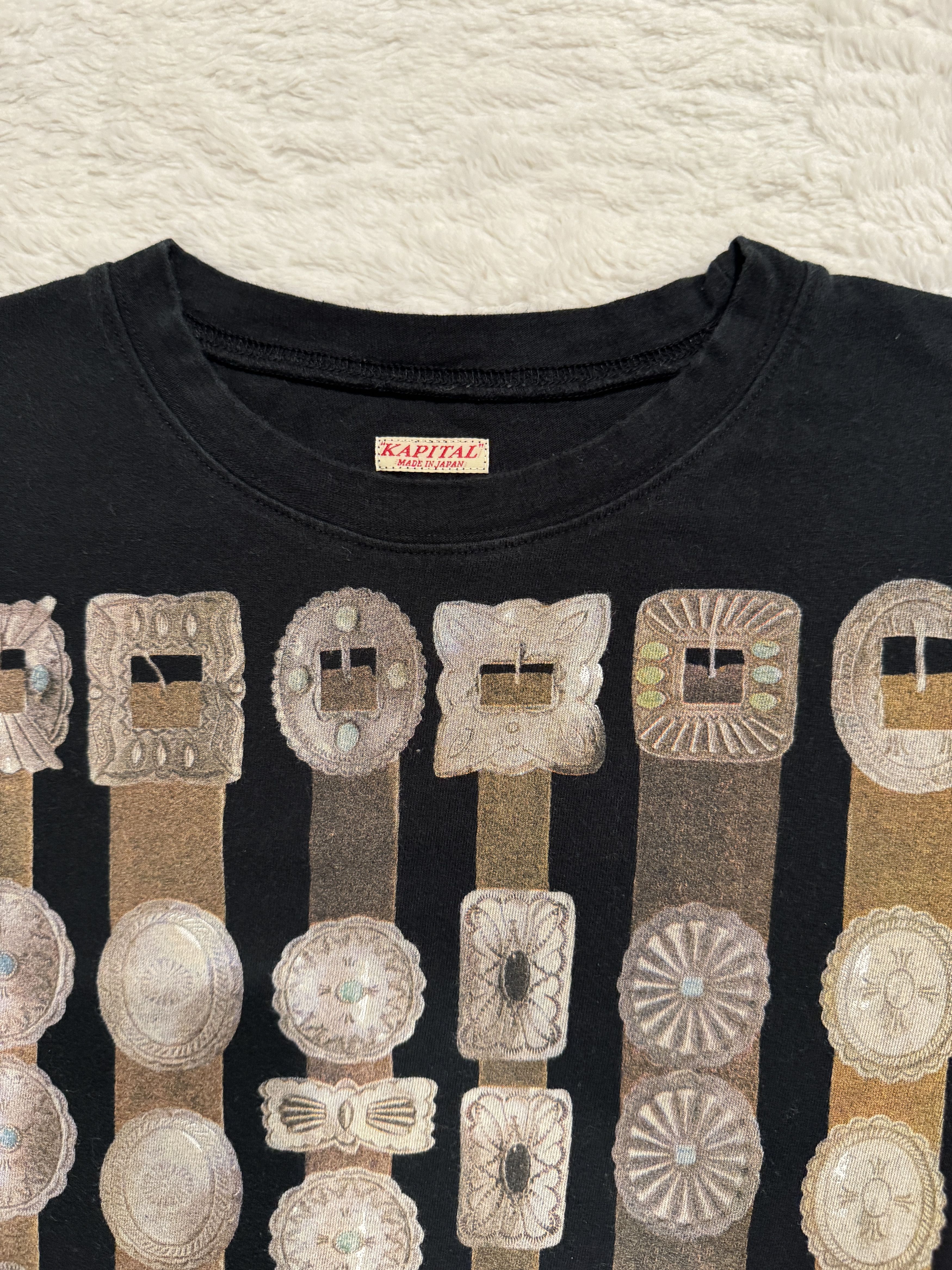 Kapital KAPITAL CURTAIN CONCHO JERSEY CREW T-SHIRT BLACK MEDIUM Size US M / EU 48-50 / 2 - 4 Thumbnail