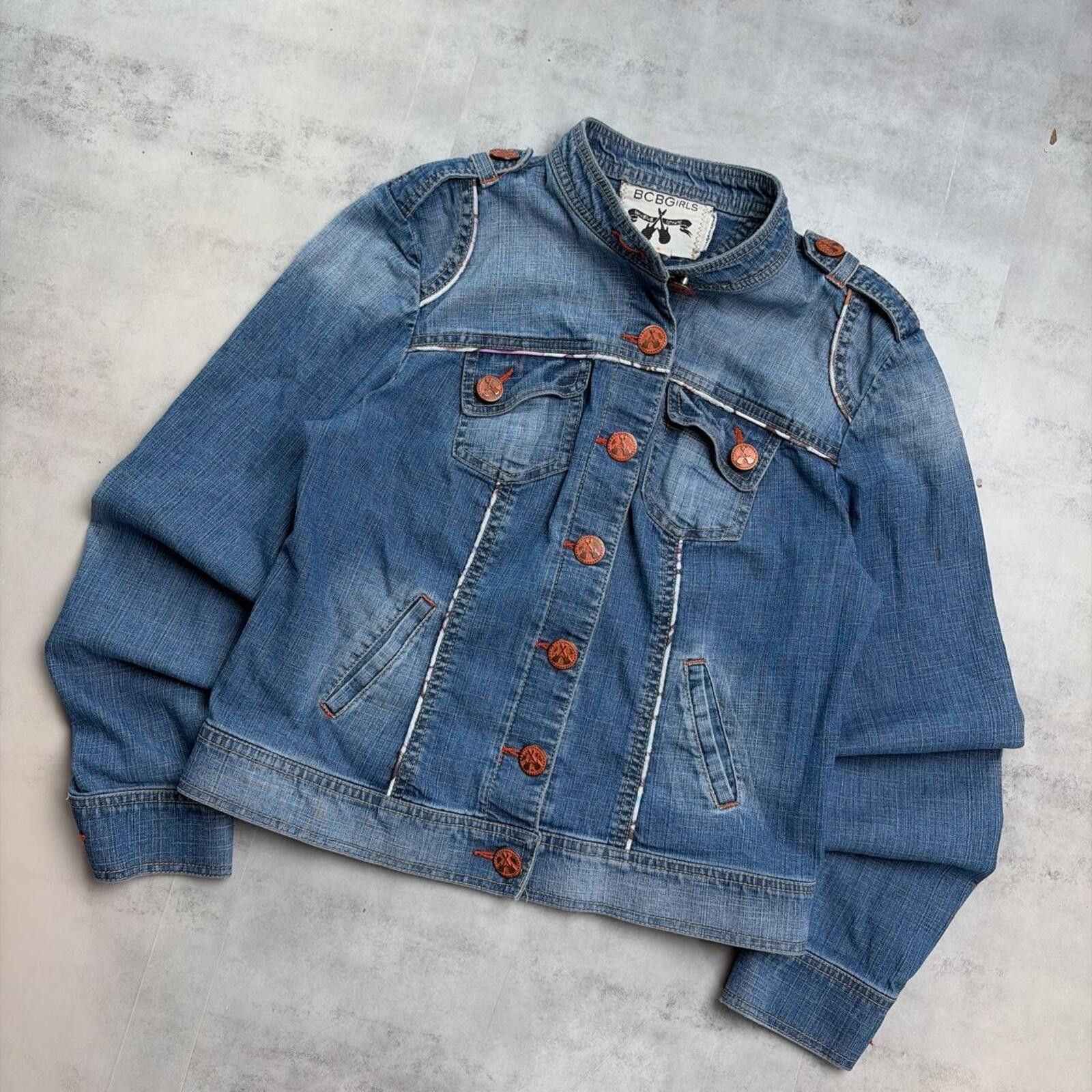 Bcbgmaxazria Vintage Blue BCBG Grunge Gothic Denim Trucker Jacket Size M / US 6-8 / IT 42-44 - 2 Thumbnail