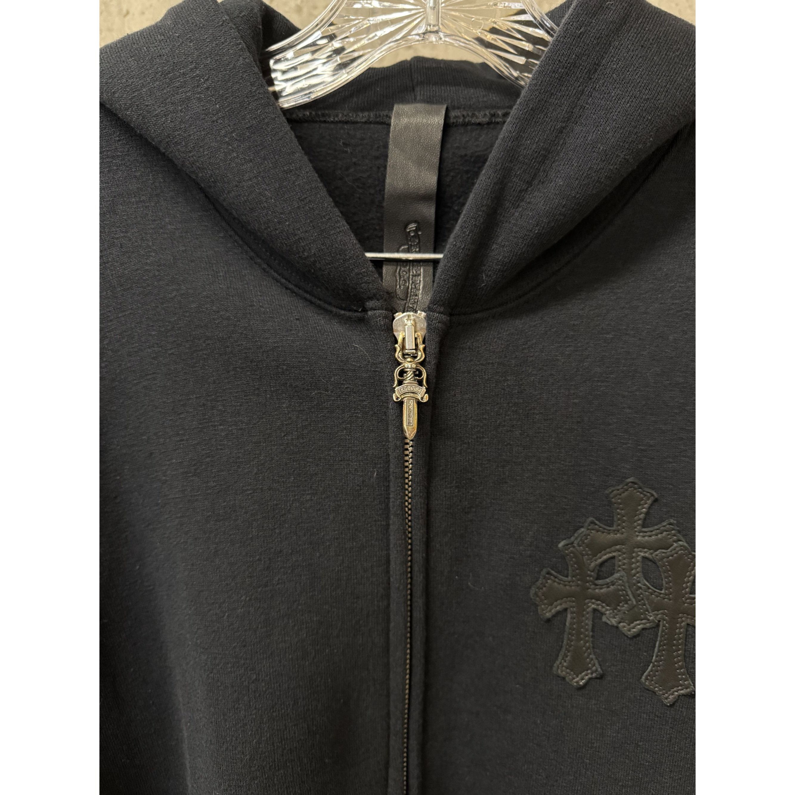 Chrome Hearts Chrome Hearts Black Hoodie W/ Leather Sleeves & Gothic Cross Size L / US 10 / IT 46 - 15 Thumbnail