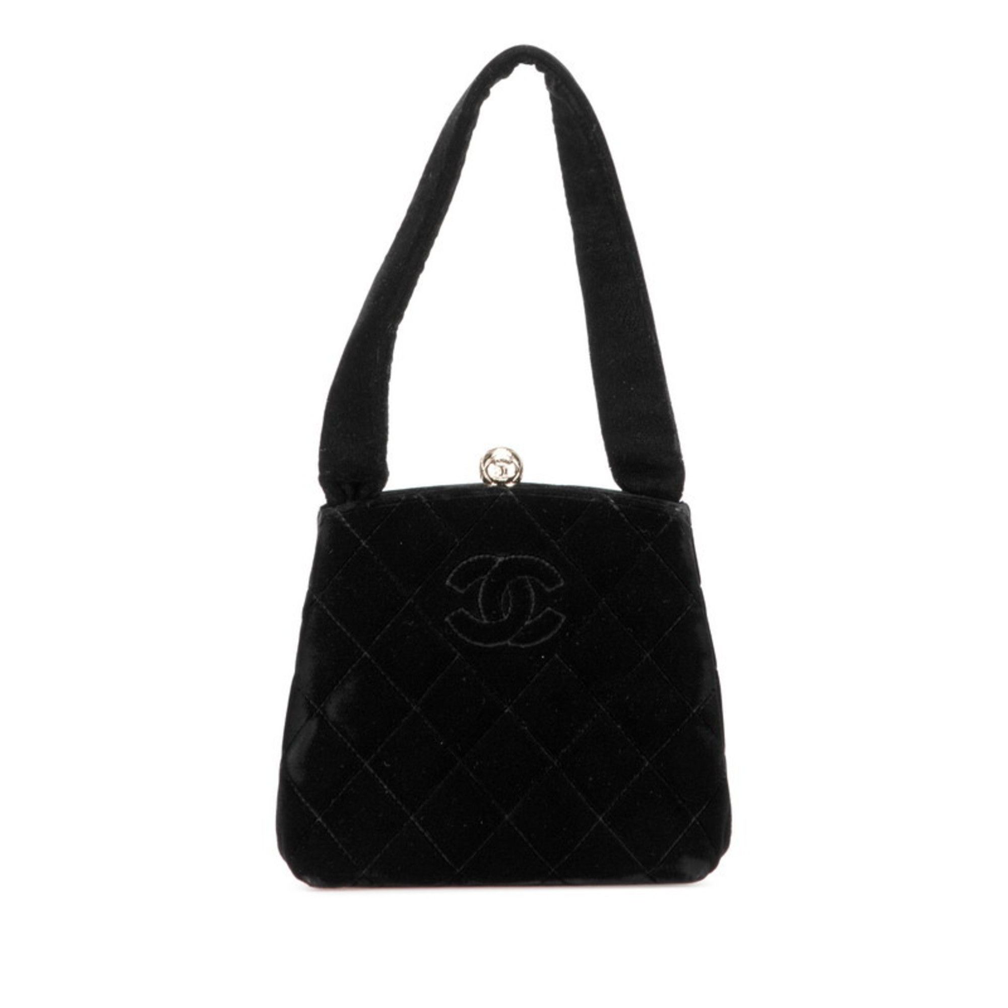 Chanel CHANEL Matelasse Coco Mark Mini Handbag in Black Velvet for Women Size ONE SIZE - 1 Thumbnail