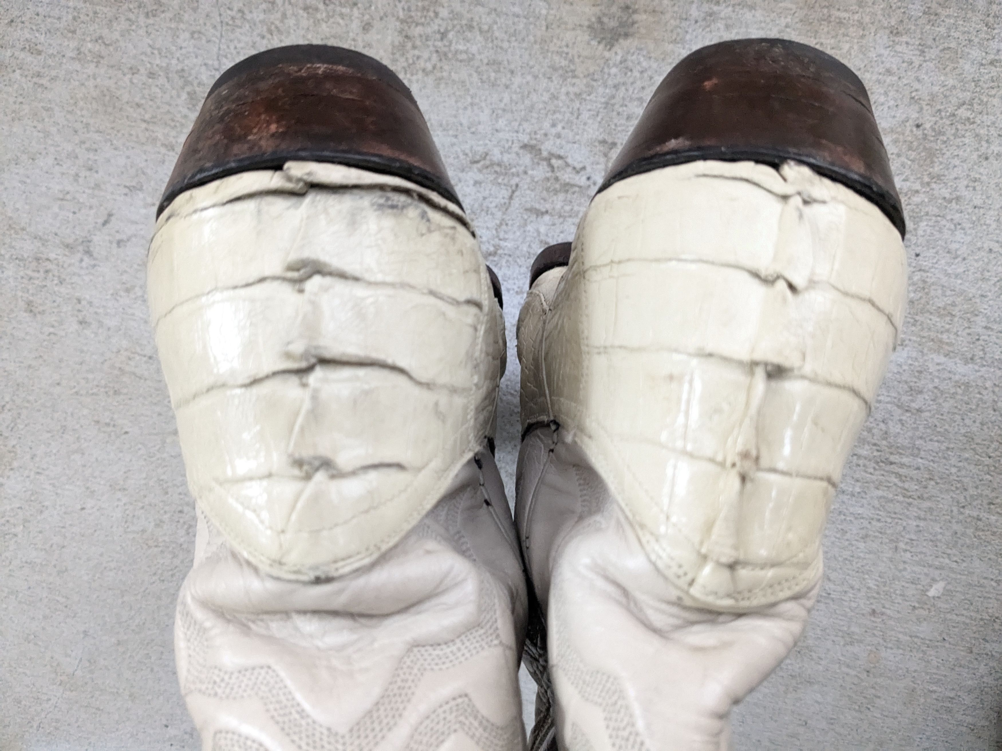 Genuine Leather Crocodile Cowboy Boots White 9.5 Vintage Leather Botas Size US 9.5 / EU 42-43 - 13 Thumbnail