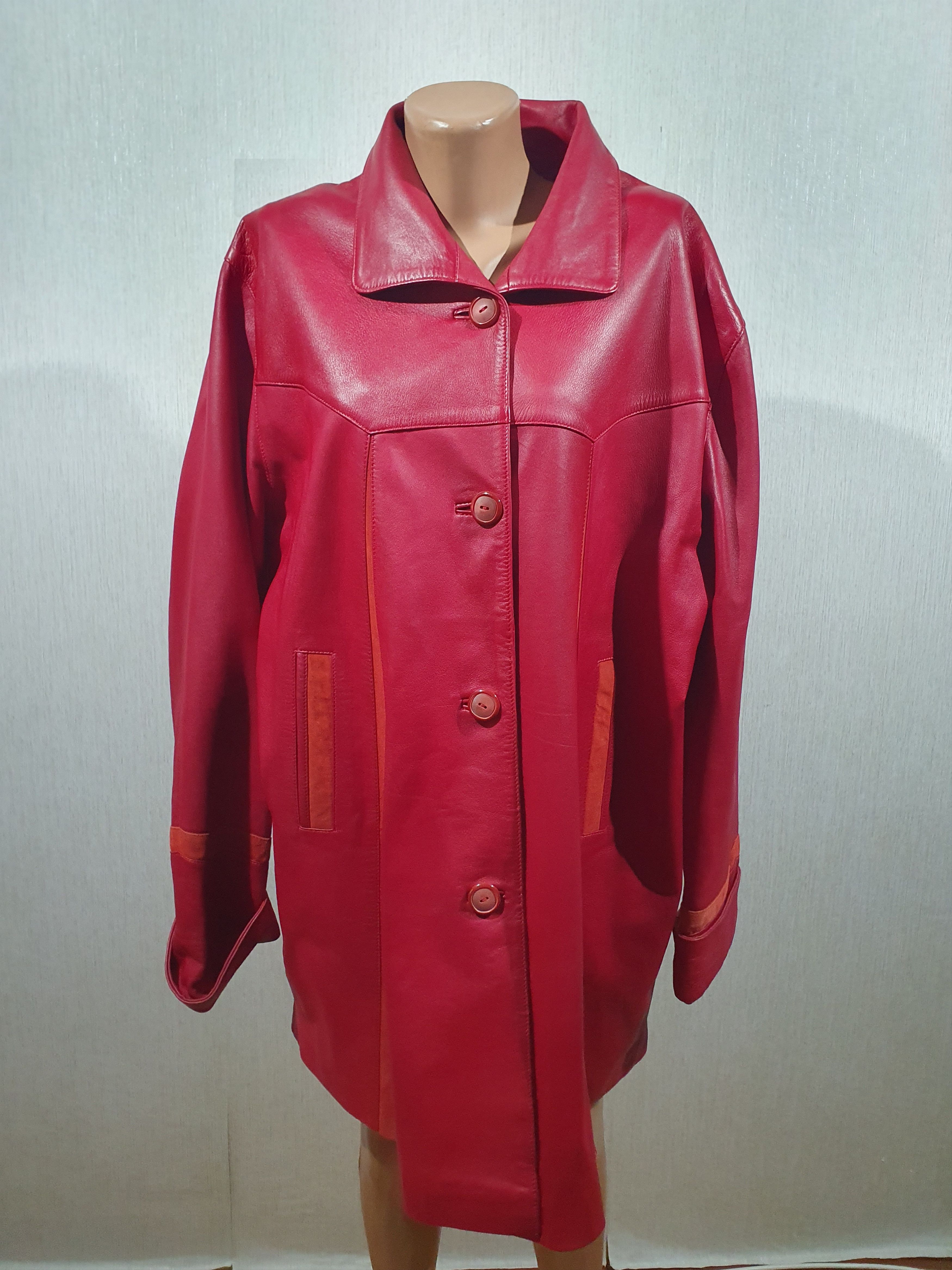 Leather Women red jacket Size 3XL / US 20-22 - 1 Thumbnail