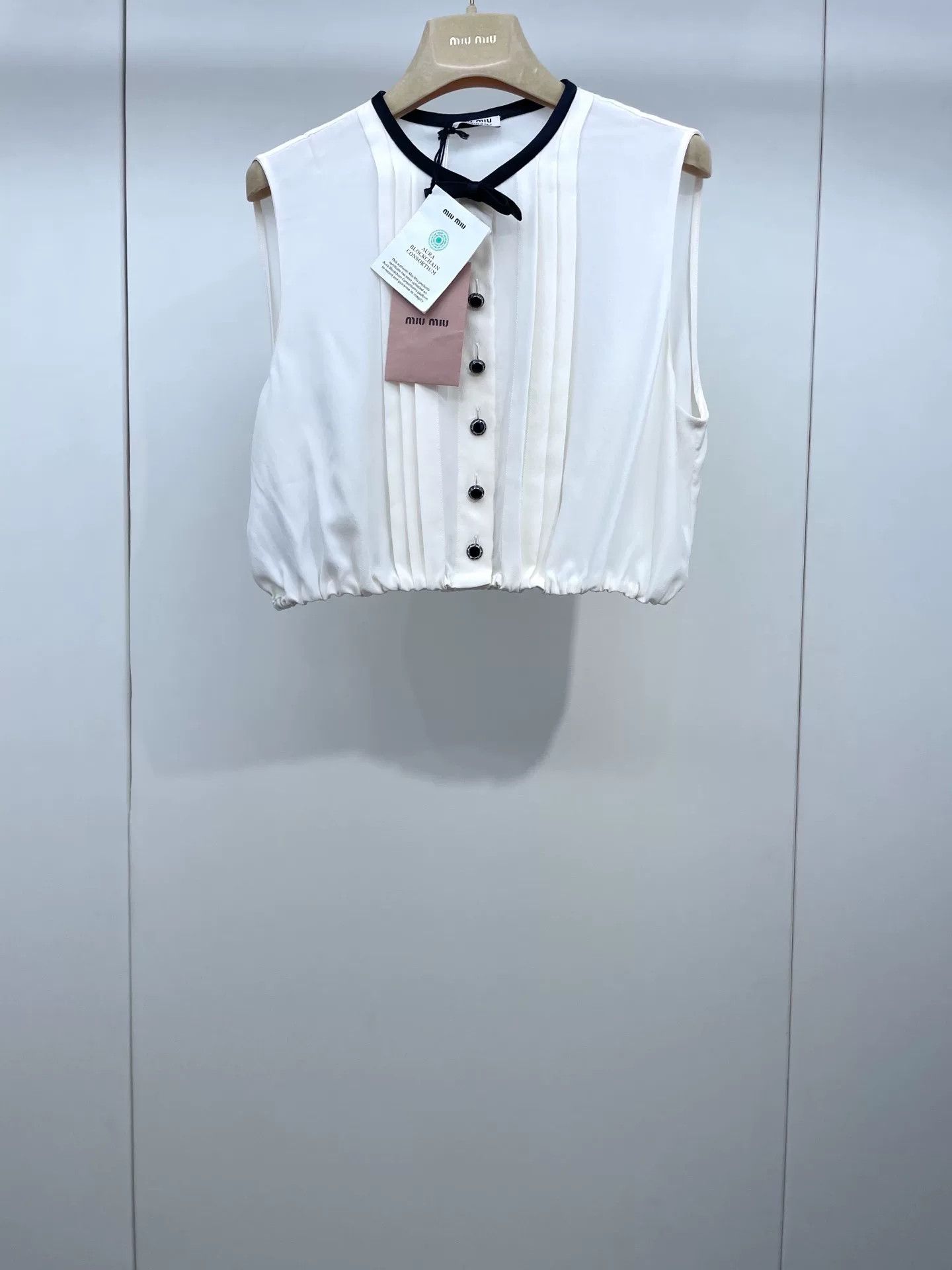 Miu Miu Miu Miu Bow Sleeveless Silk Short Top Size S / US 4 / IT 40 - 1 Thumbnail