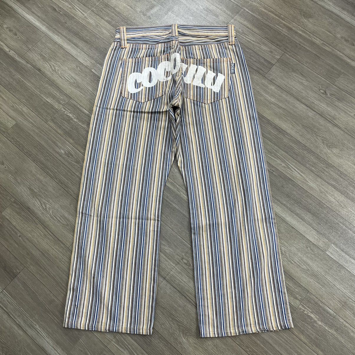 Japanese Brand 2000s Cocolulu Japan Printed Logo Gyaru Style Striped Jeans Size US 33 - 1 Thumbnail