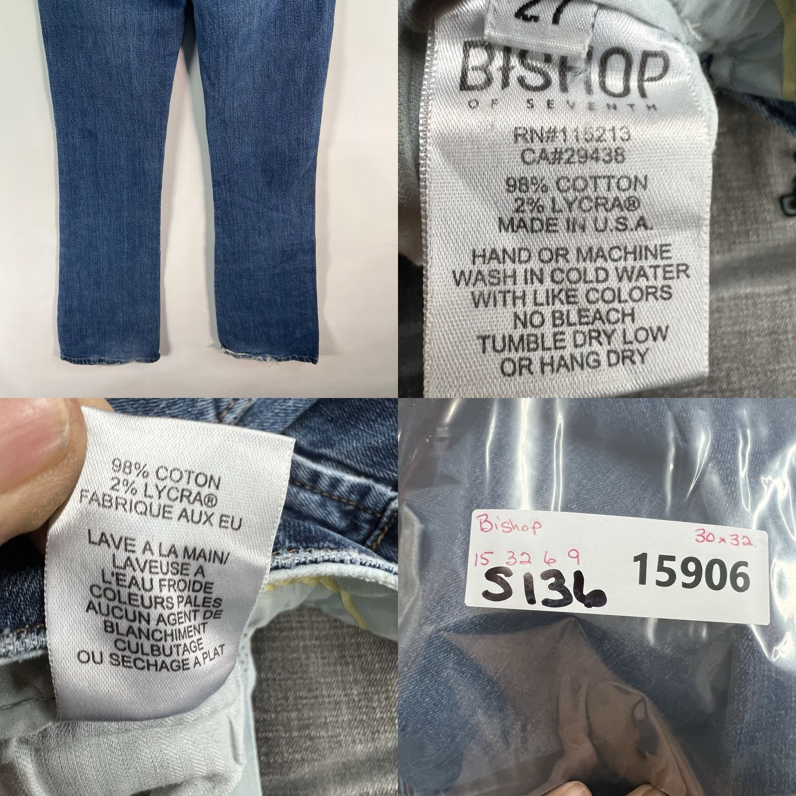 Denime Bishop Of The Seventh Jeans Women Bootcut 27 Distressed Denim Blue 30 Inseam 32 Size 27" / US 4 / IT 40 - 8 Thumbnail