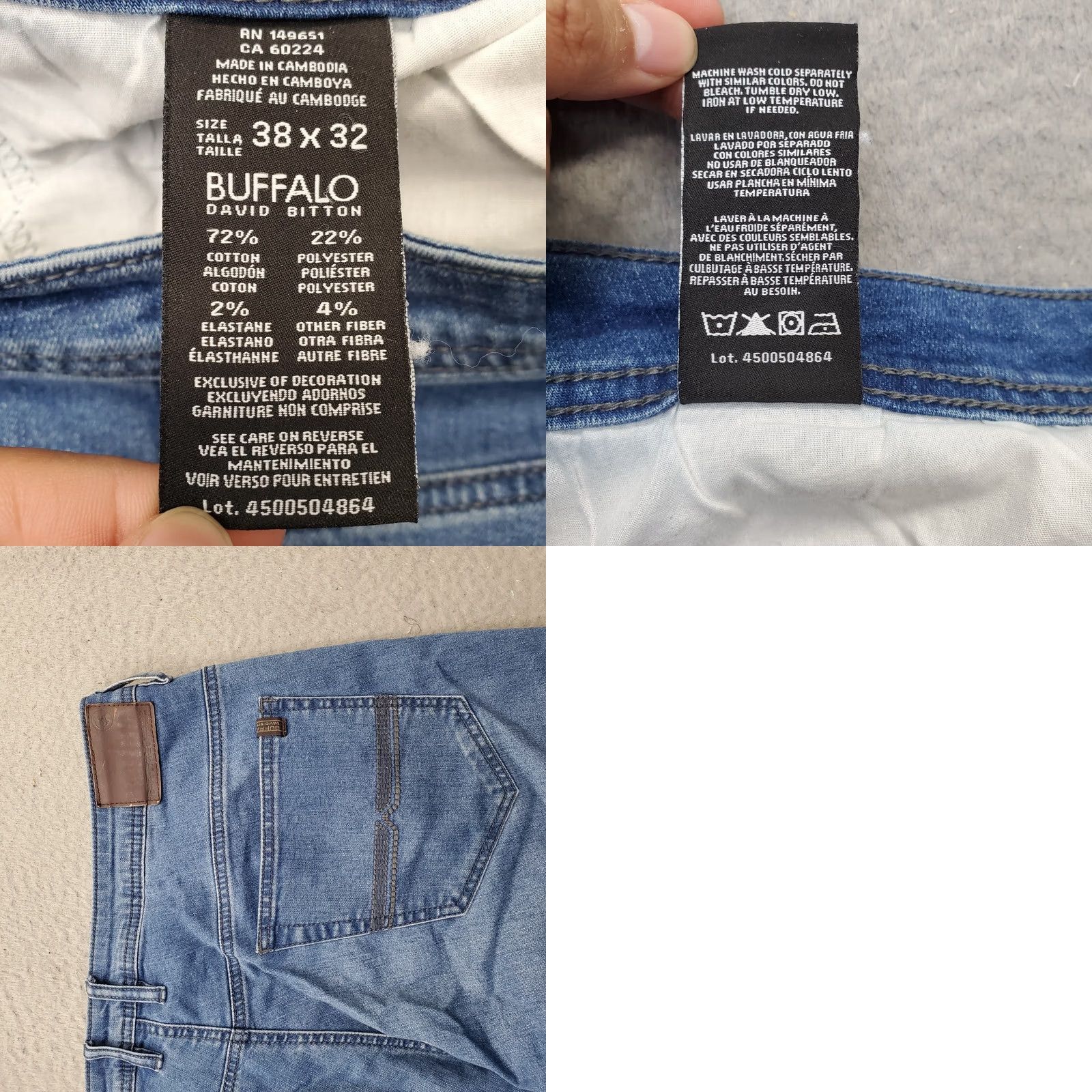 Buffalo David Bitton Buffalo Mens Jeans - Axel Straight Denim Slim Fit 38x32 Blue Denim Stretch Slim Fit 5-Pocket Baggy? Size US 38 / EU 54 - 8 Thumbnail