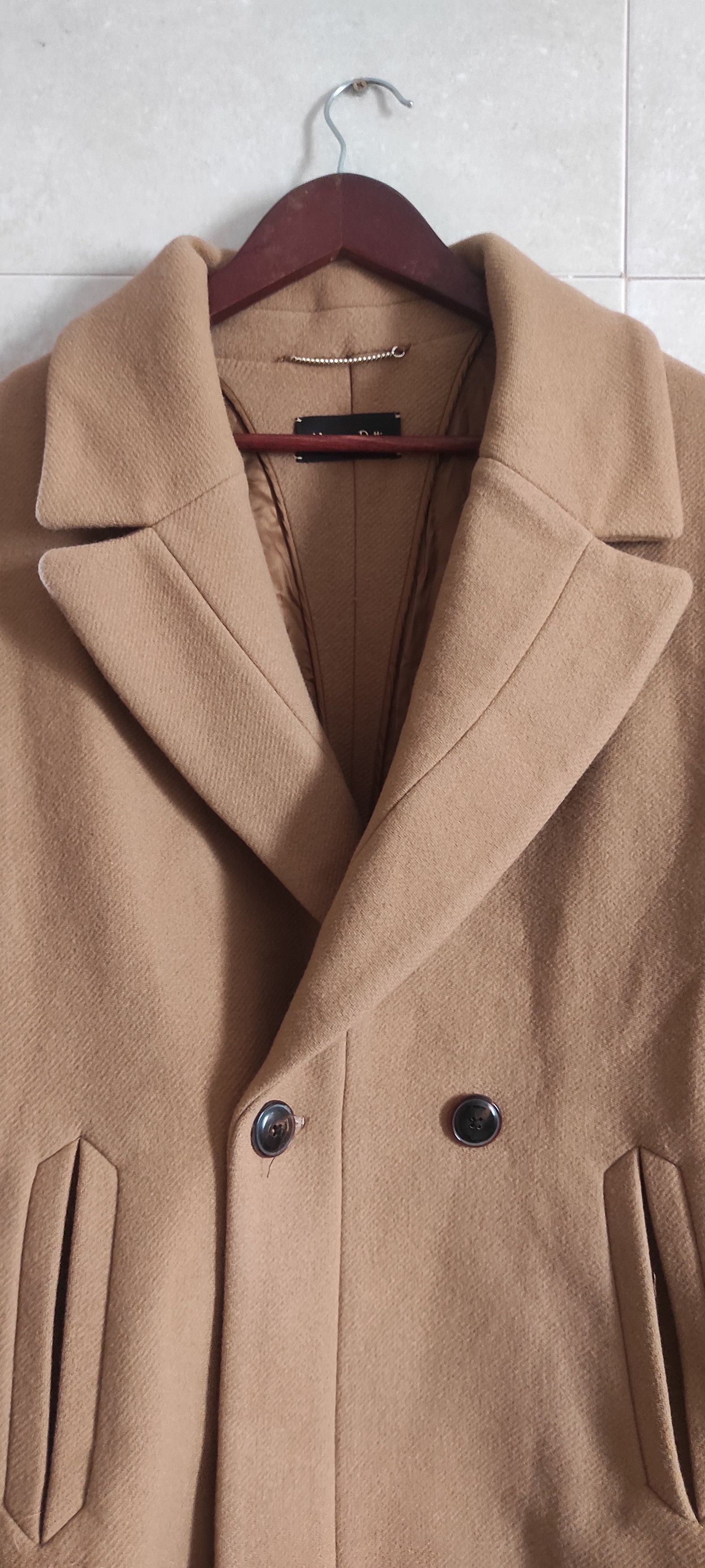 Massimo Dutti Massimo Dutti Mid Long Wool-Blend Coat in Camel Size L / US 10 / IT 46 - 3 Thumbnail