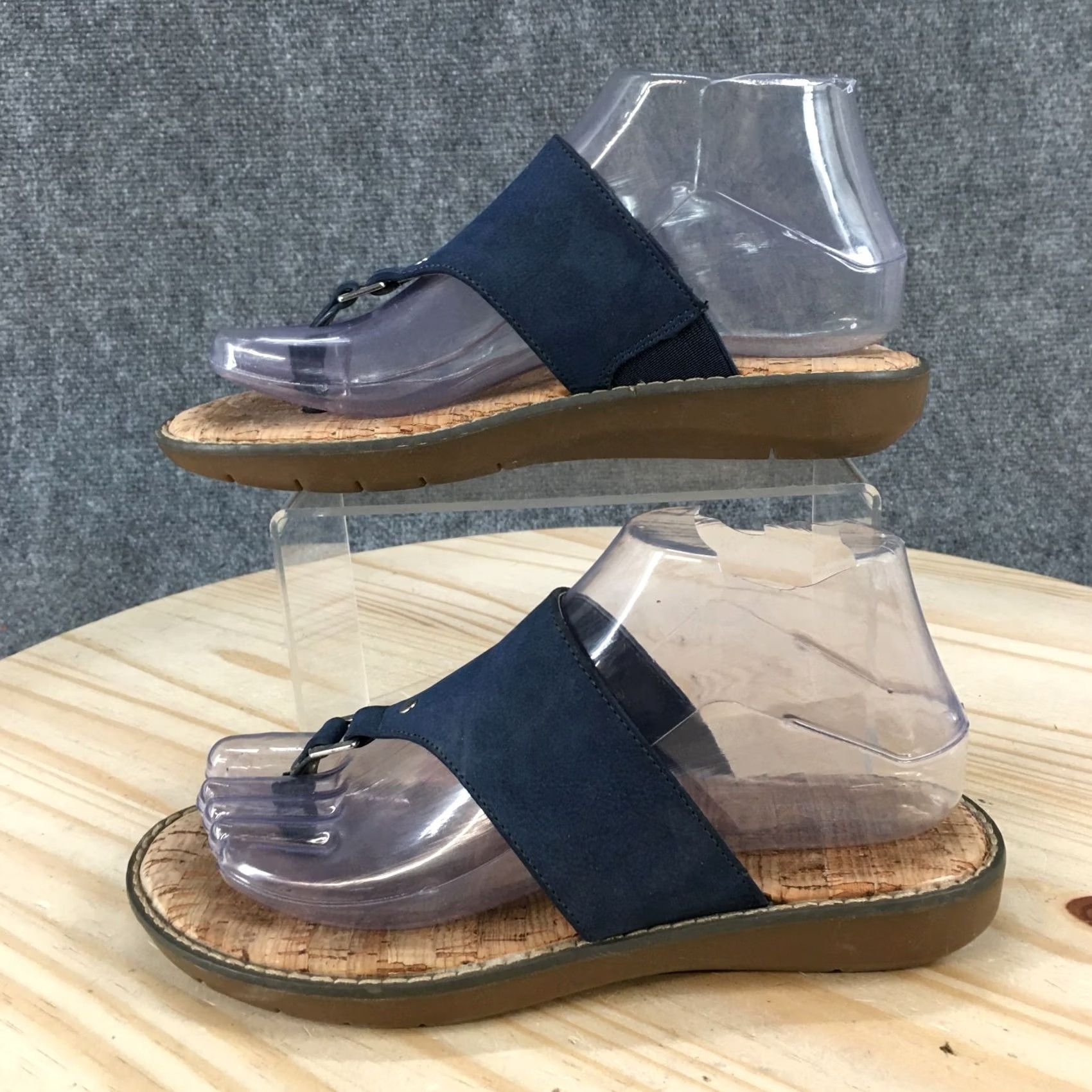 Vintage Aerosoles Sandals Womens 6.5M Blue Faux Leather Wedge Heels Thong Casual Slip-On Shape: Solid Pattern: Blue, Blue Size US 7 / IT 37 - 2 Thumbnail