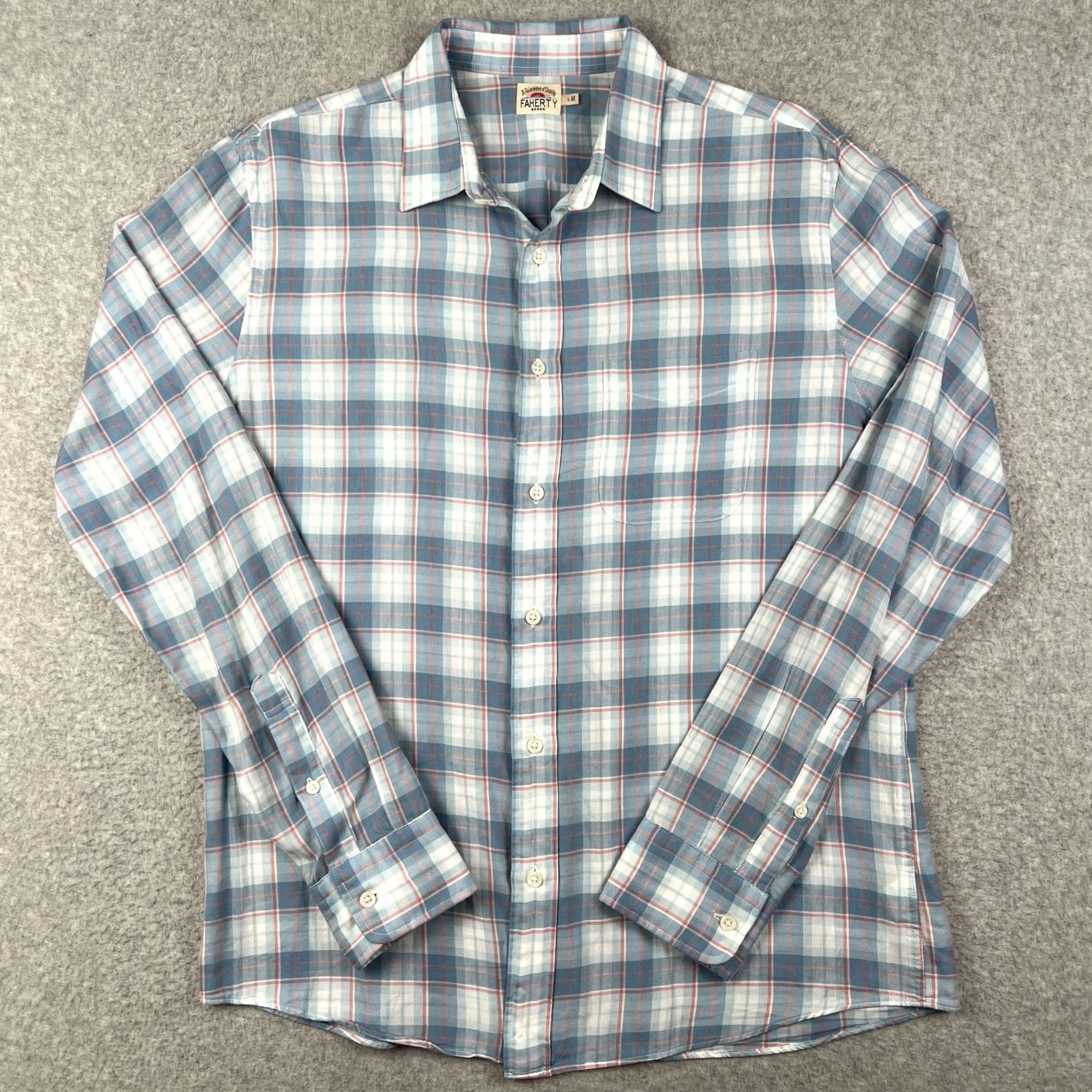 Faherty Faherty Shirt Flannel Long Sleeve Blue White Plaid Large Mens Cloud Cotton Button-Up Casual Travel Size US L / EU 52-54 / 3 - 2 Thumbnail