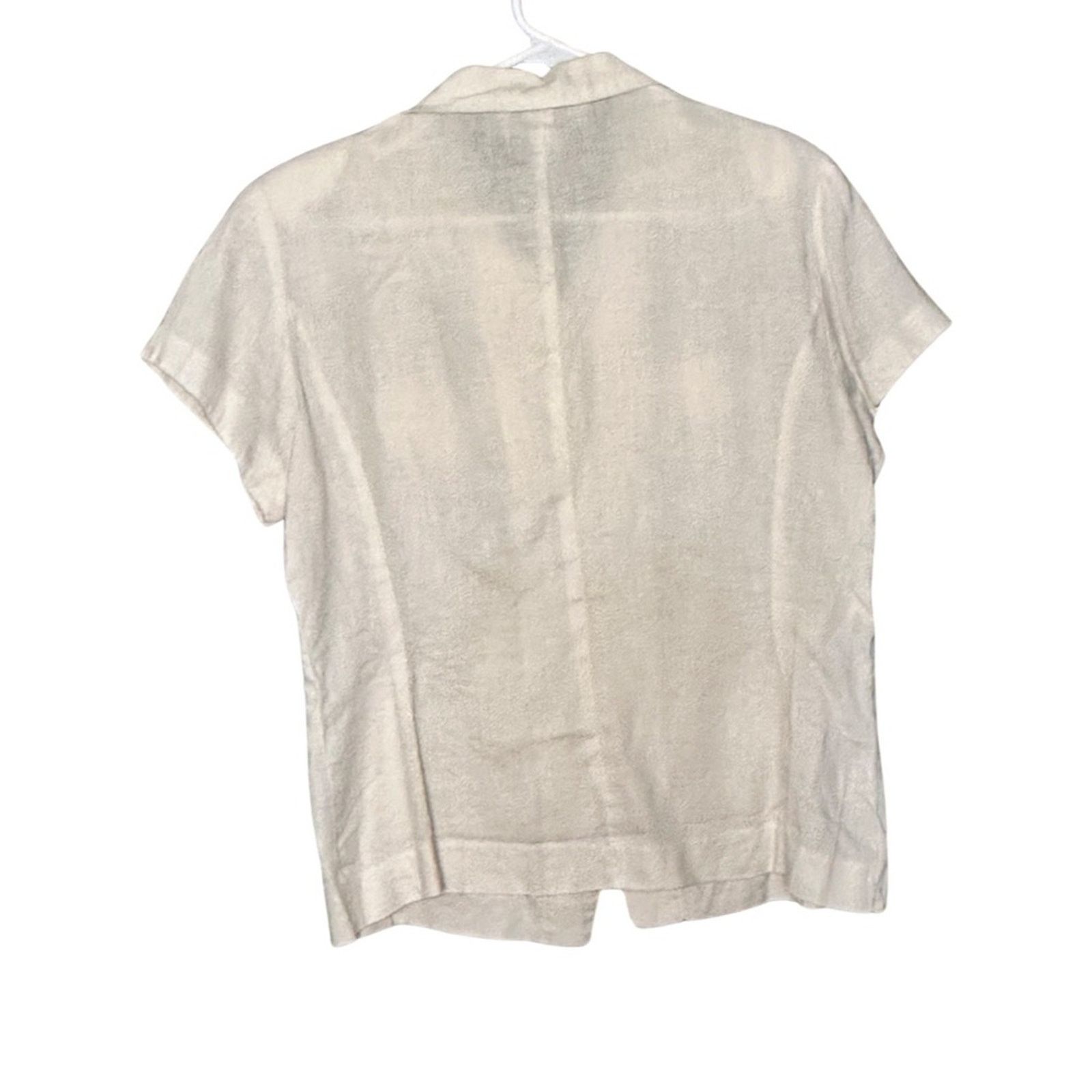 Jones New York Vintage 80’s Tan Linen Short Sleeve Blouse Size L / US 10 / IT 46 - 2 Thumbnail