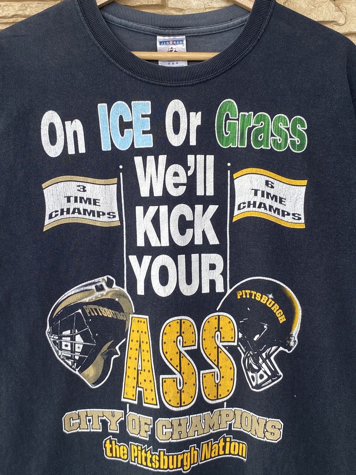 Vintage Rare Vintage NFL Pittsburgh Steelers On Ice Or Grass Tees Size US M / EU 48-50 / 2 - 5 Thumbnail